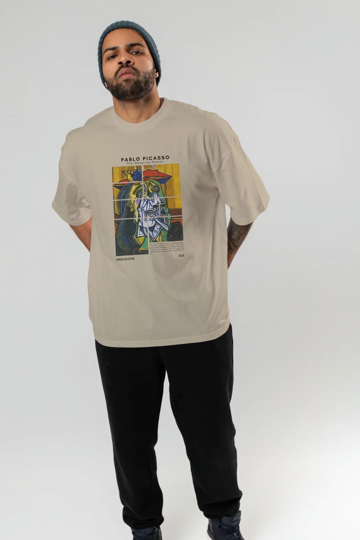 Pablo Picasso ön Baskılı Oversize t-shirt Erkek Kadın Bisiklet Yaka Pamuk tişort