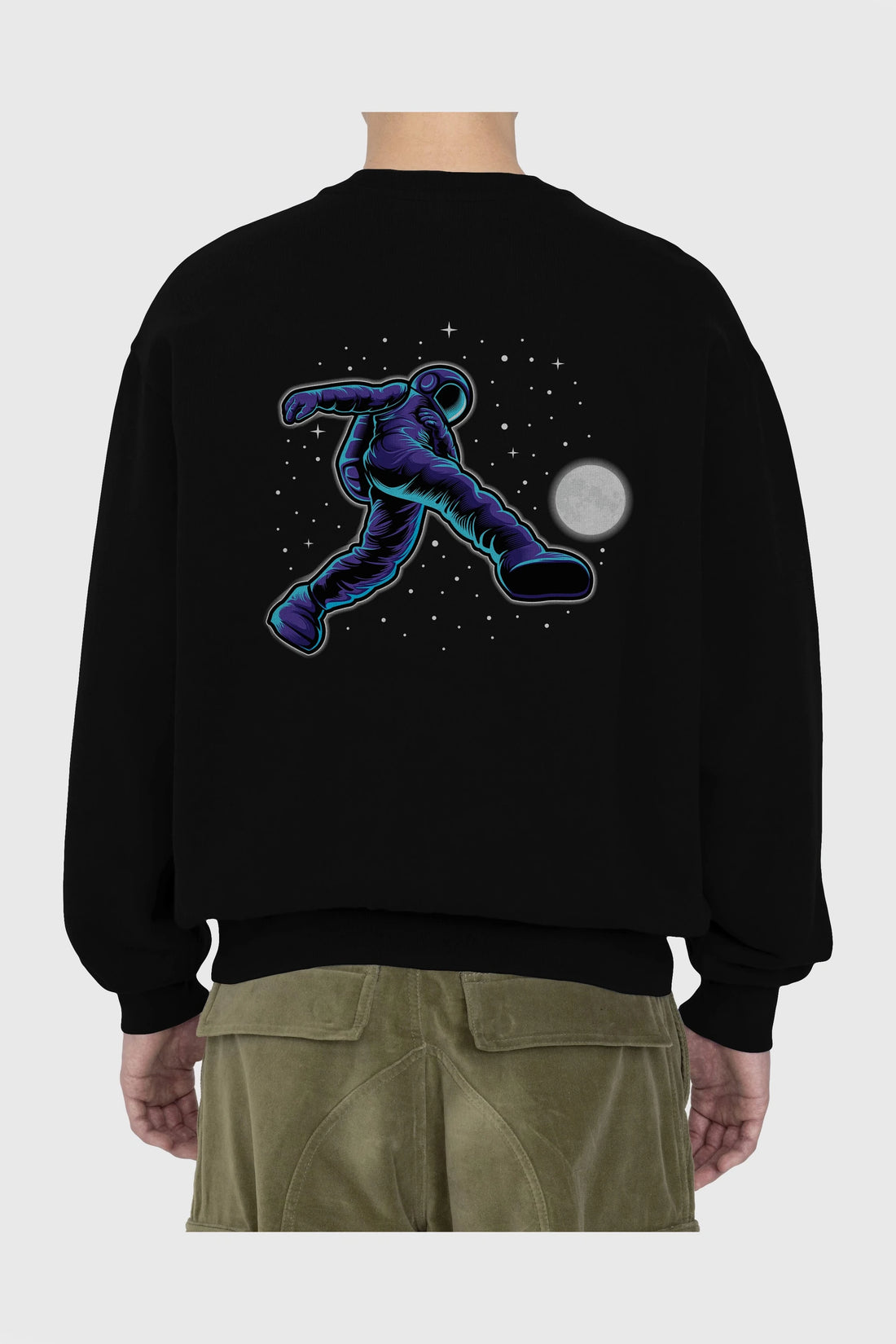 Astroball in Space Arka Baskılı Oversize Sweatshirt Erkek Kadın Unisex