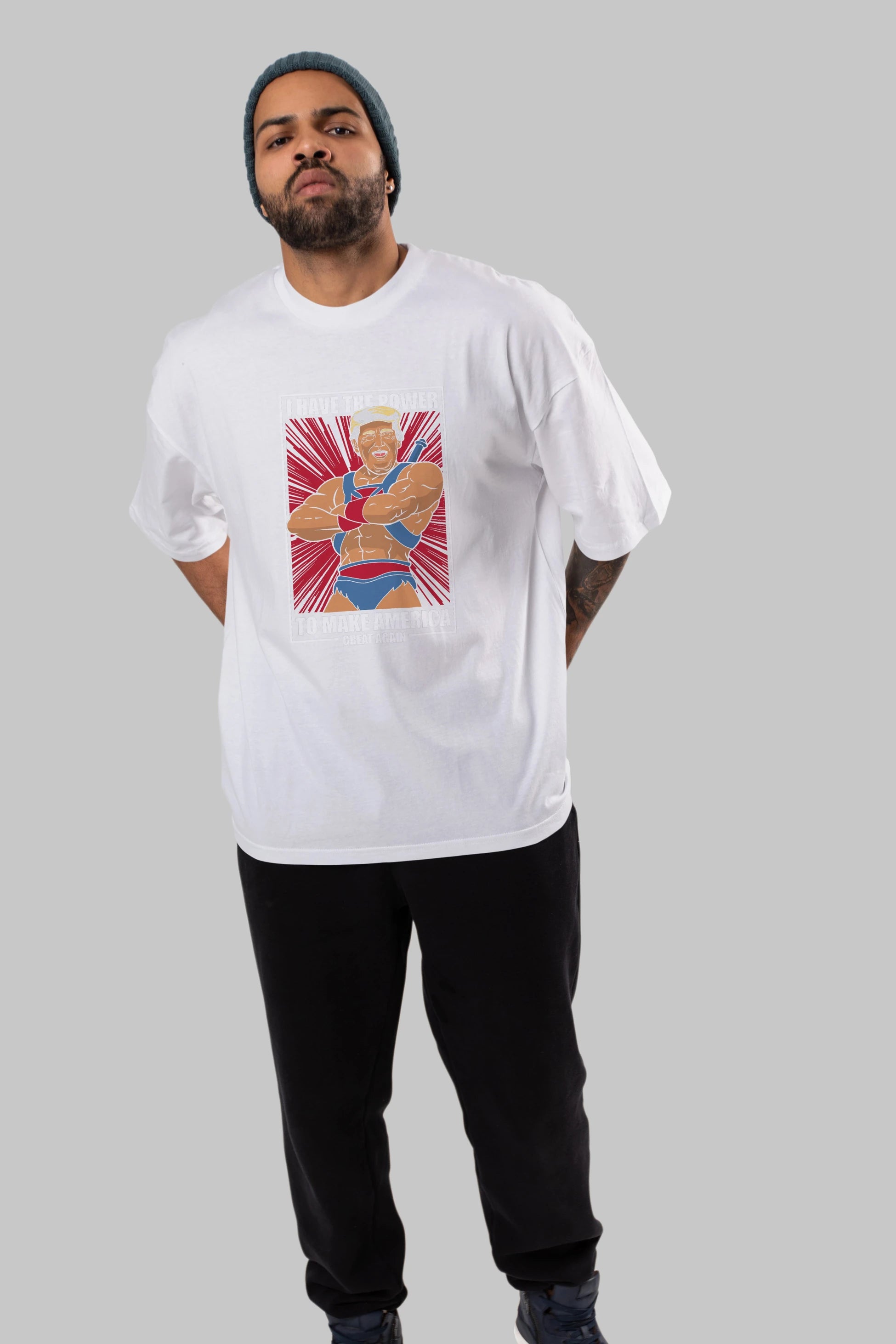 Trump Heman Ön Baskılı Oversize t-shirt Erkek Kadın Unisex %100 Pamuk tişort
