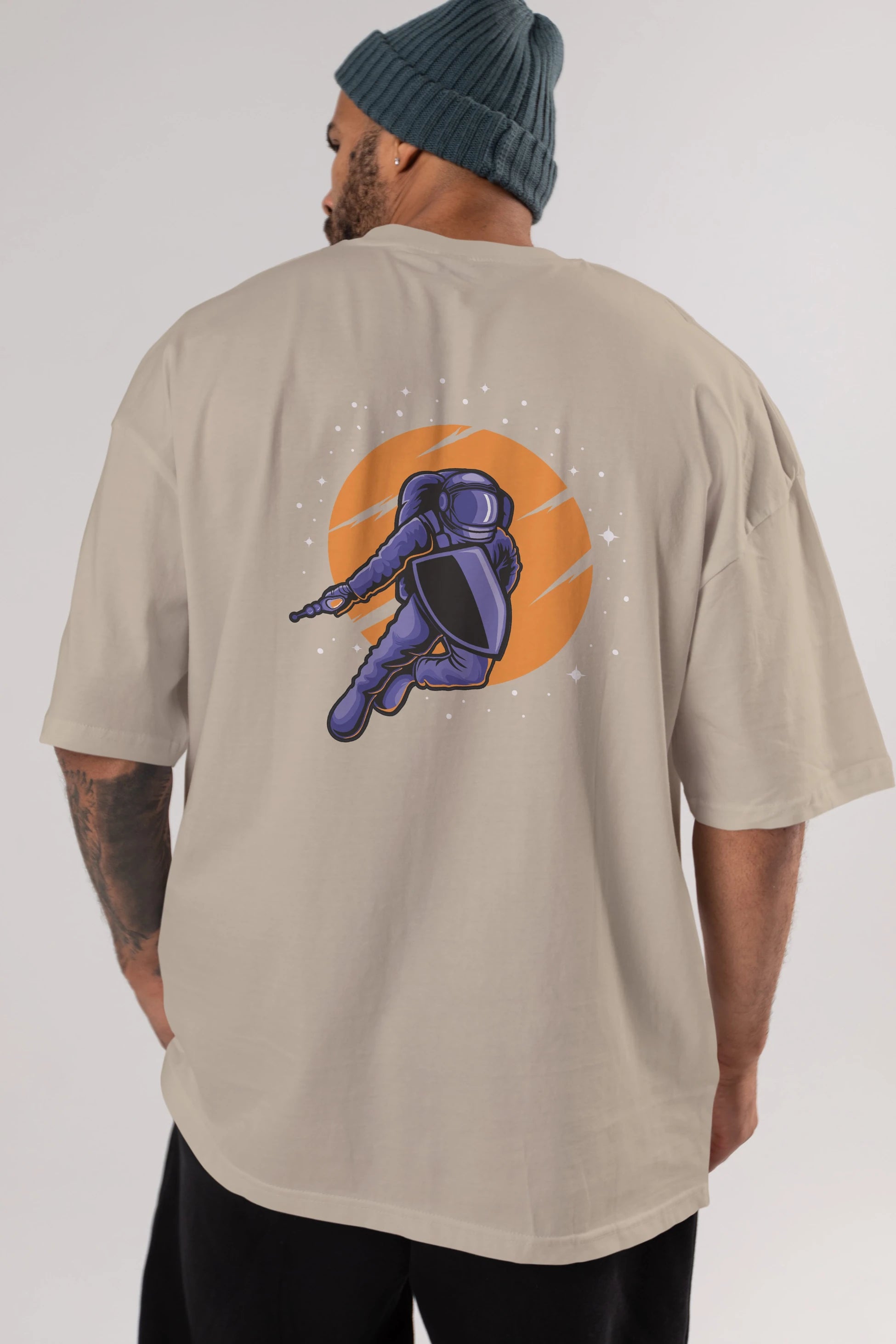 Astro Wars Arka Baskılı Oversize t-shirt Erkek Kadın Unisex
