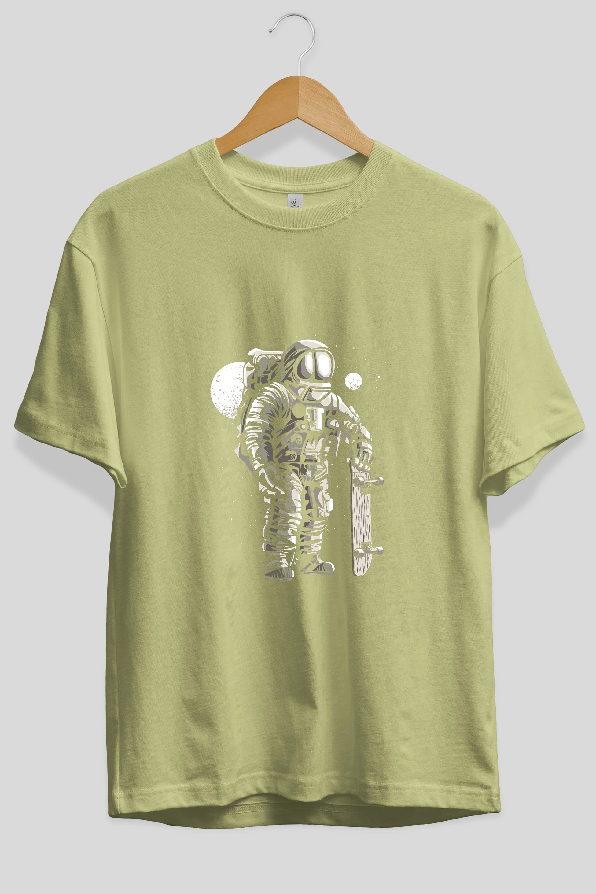 Astronaut Skater Ön Baskılı Oversize t-shirt Erkek Kadın Unisex %100 Pamuk tişort