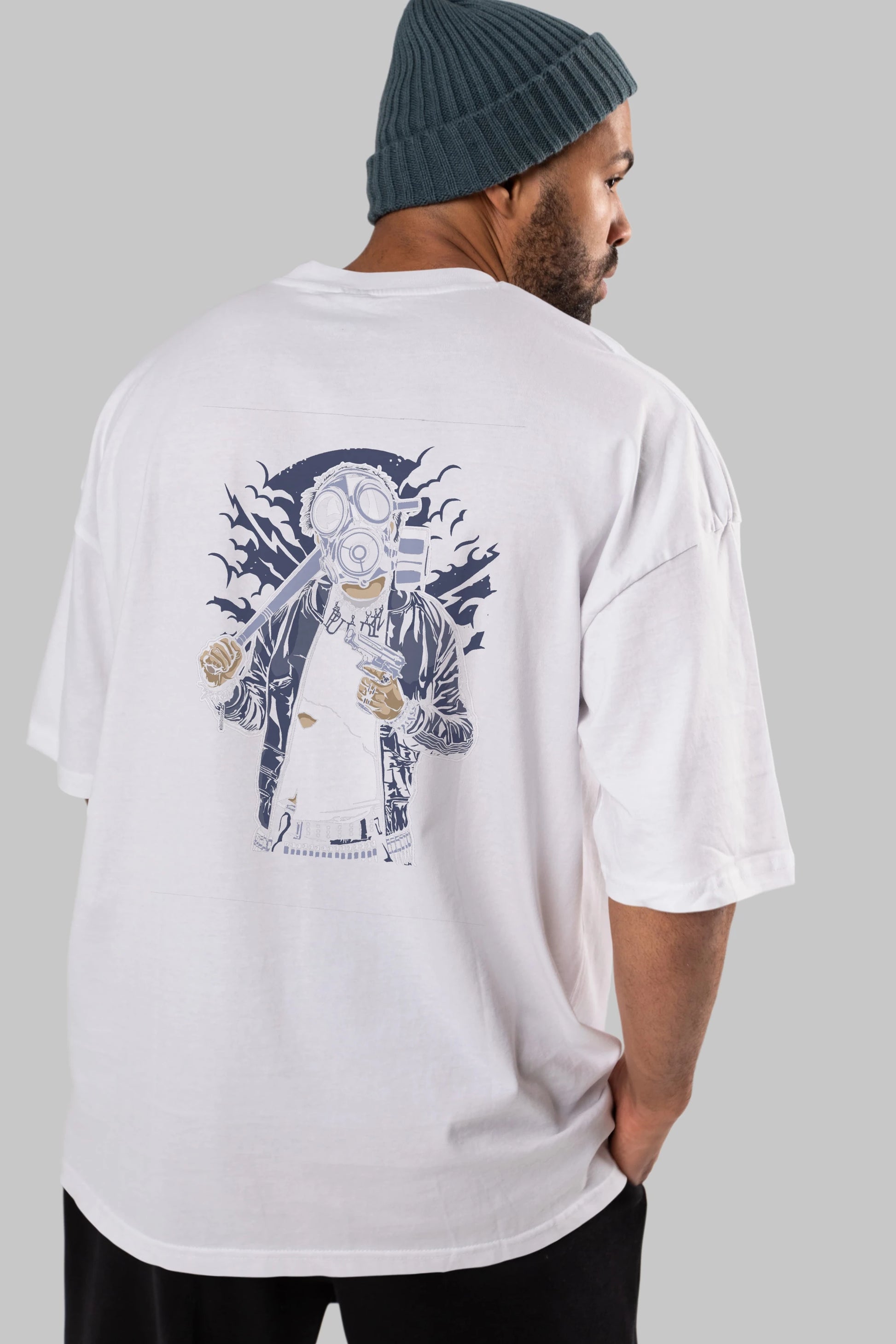 Gasmask Bastard Arka Baskılı Oversize t-shirt Erkek Kadın Unisex %100 Pamuk