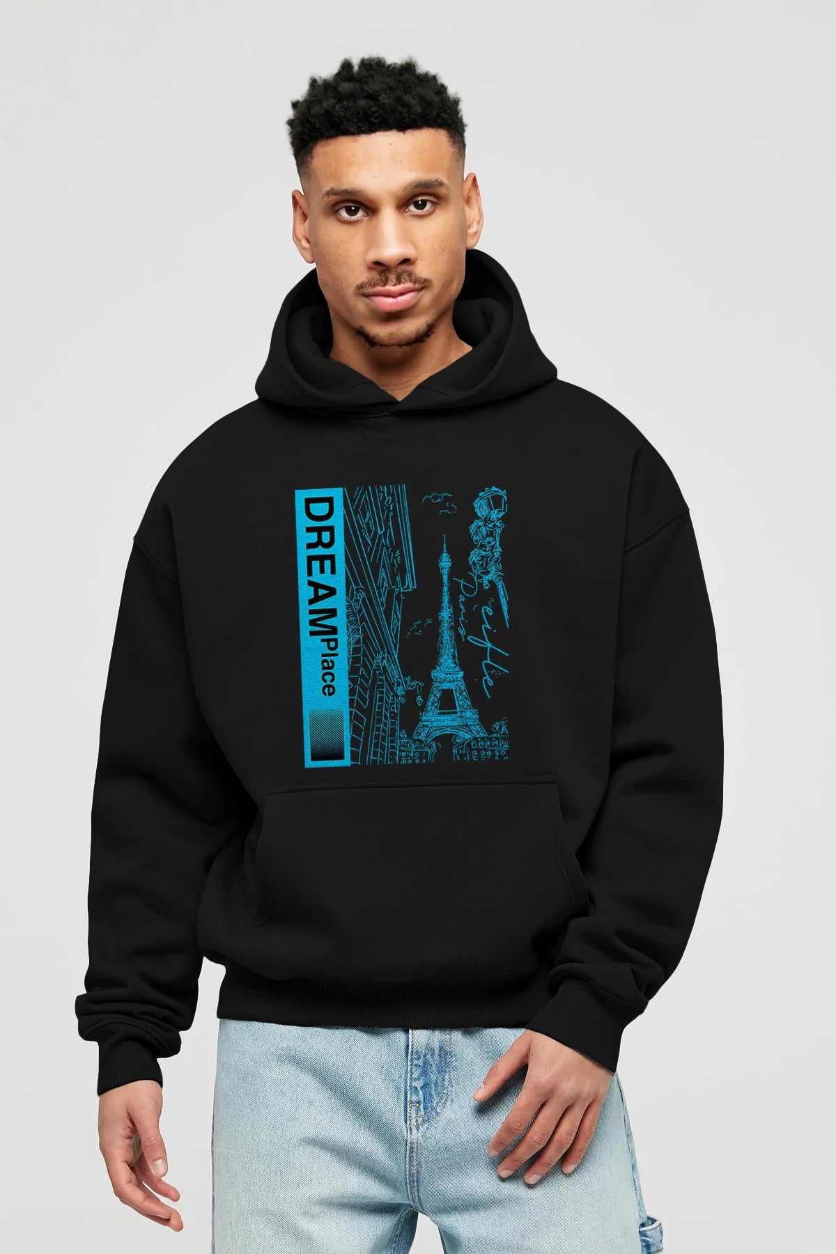 Dream Place Ön Baskılı Hoodie Oversize Kapüşonlu Sweatshirt Erkek Kadın Unisex