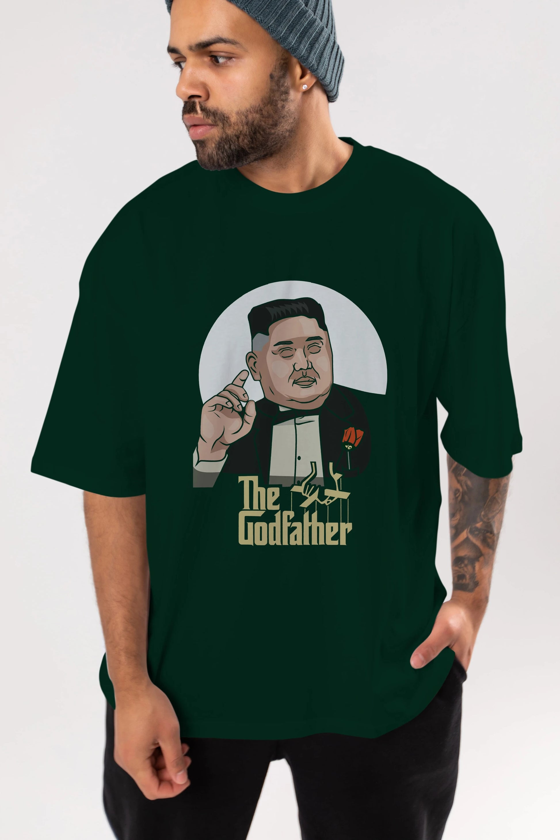 Godfather Jong Un Ön Baskılı Oversize t-shirt Erkek Kadın Unisex %100 Pamuk tişort