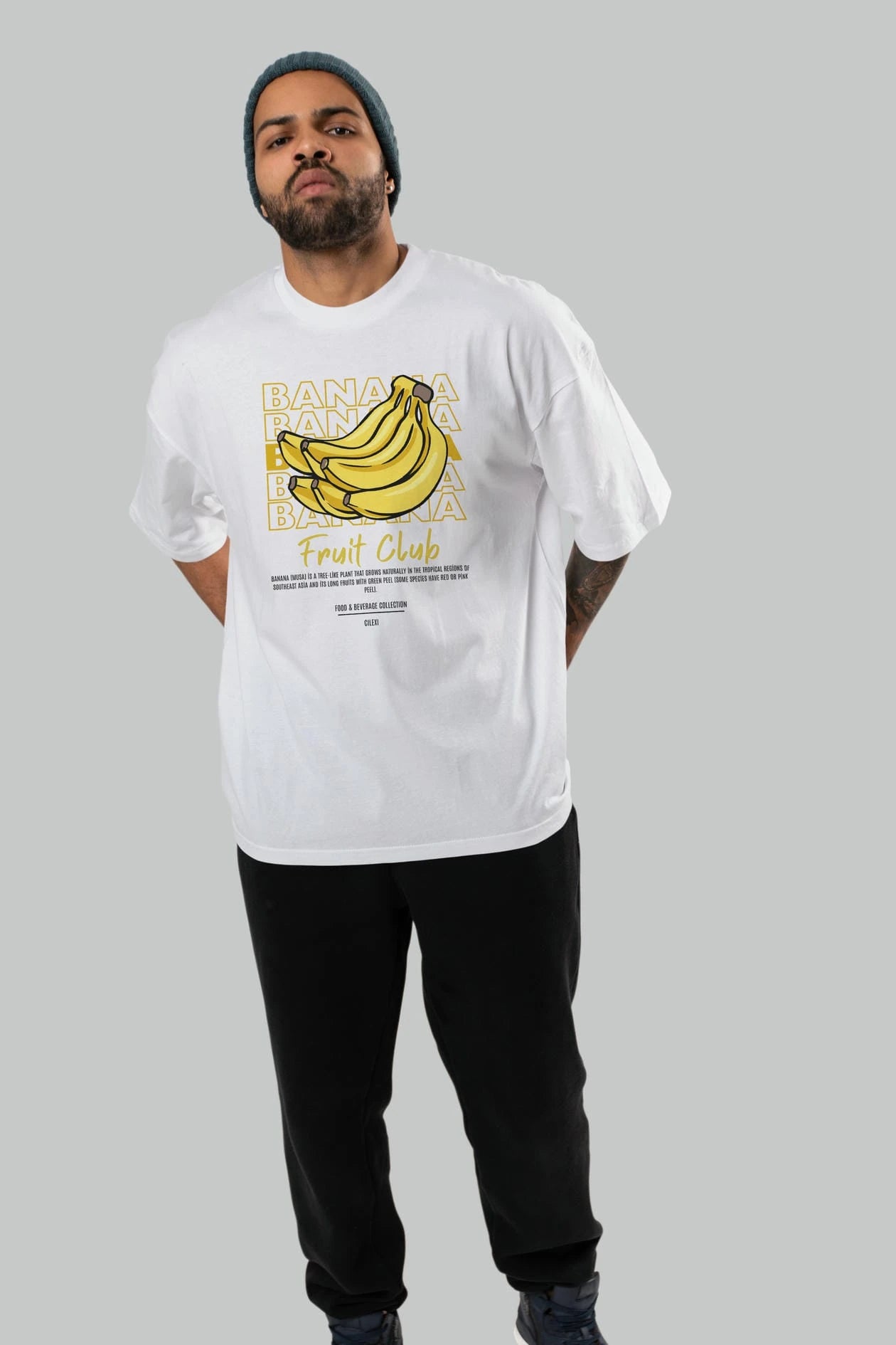 Banana Ön Baskılı Oversize t-shirt Erkek Kadın Pamuk Bisiklet Yaka tişort
