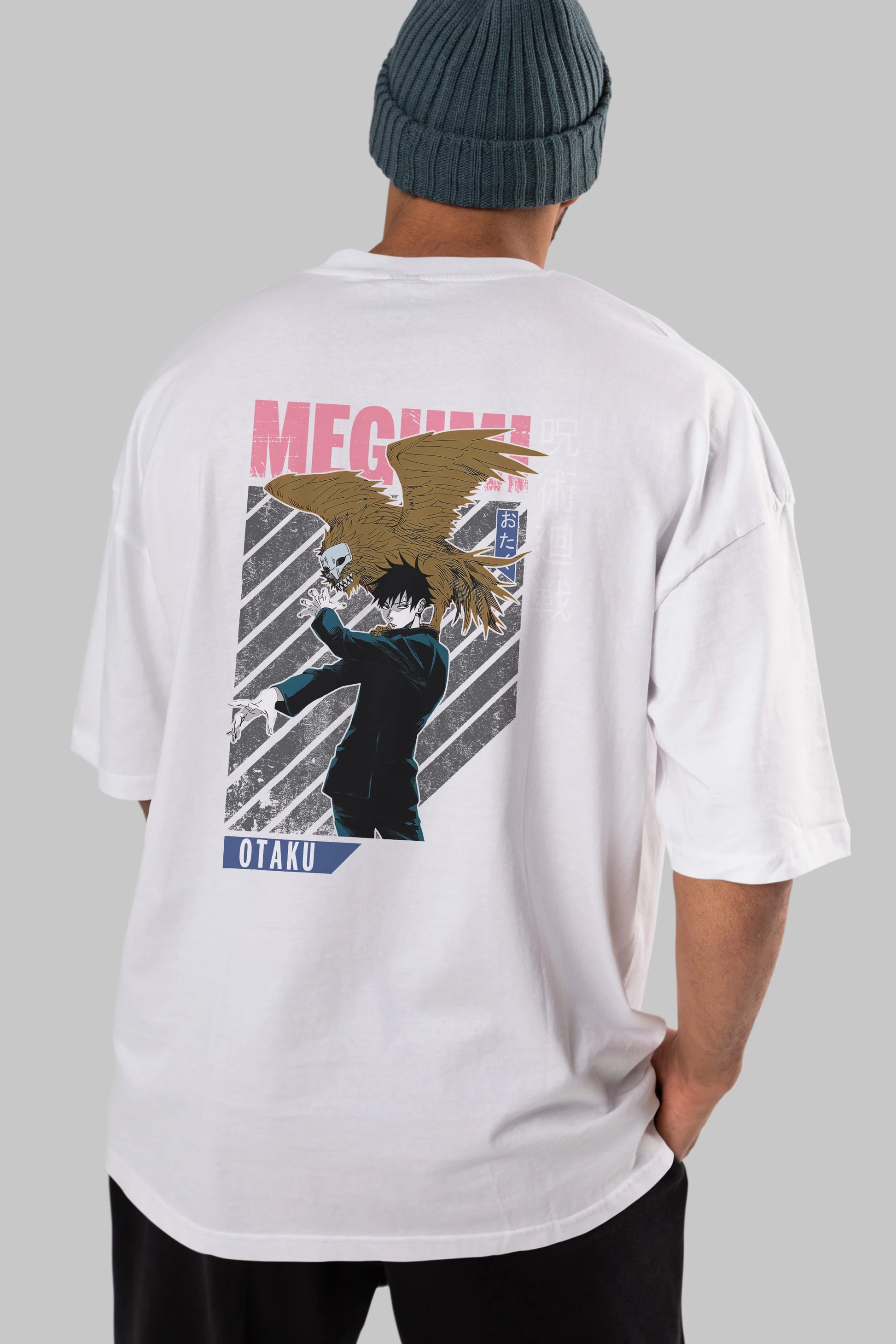 Megumi Fushiguro 2 Anime Arka Baskılı Oversize t-shirt Erkek Kadın Unisex