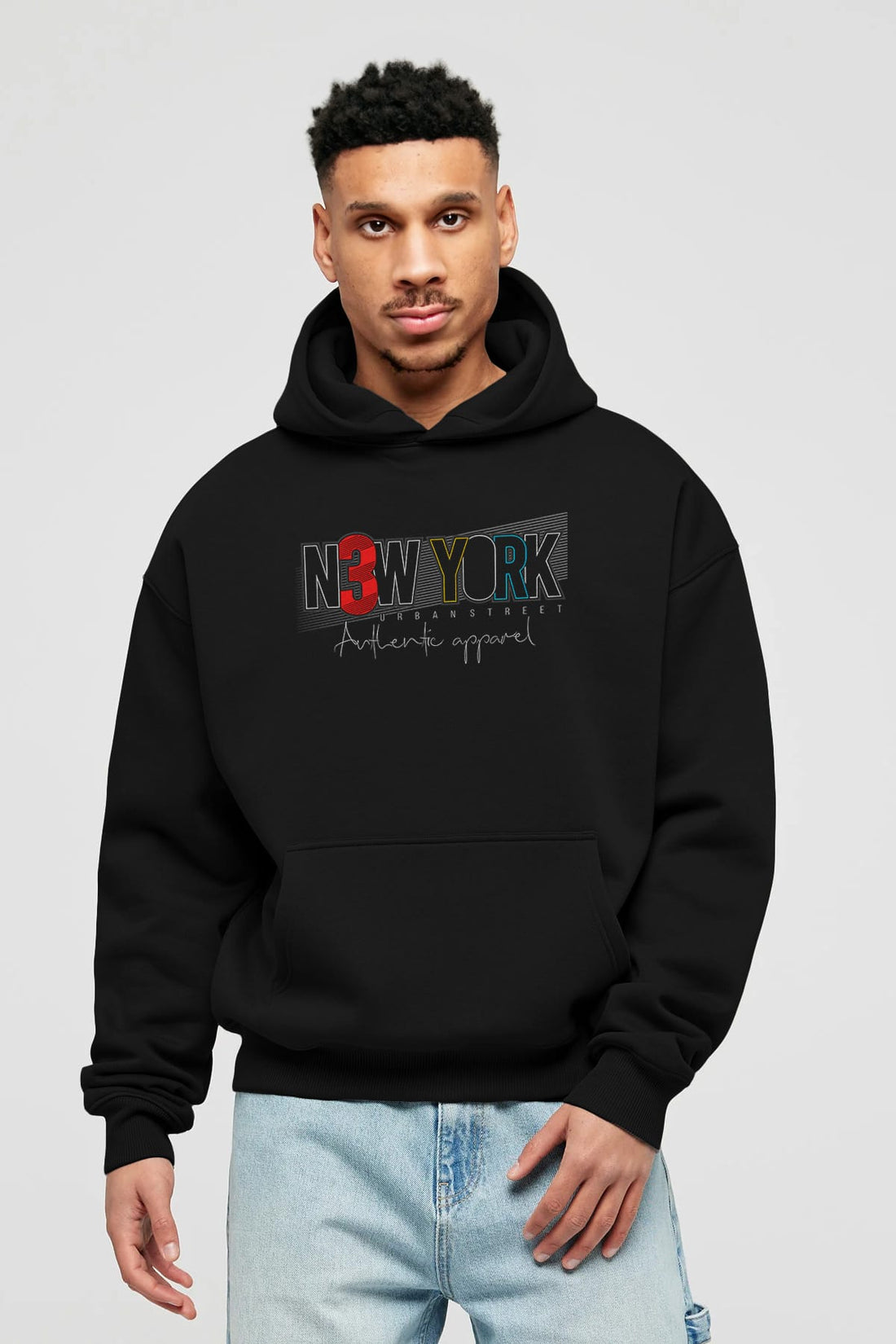 New York Ön Baskılı Oversize Hoodie Kapüşonlu Sweatshirt Erkek Kadın Unisex