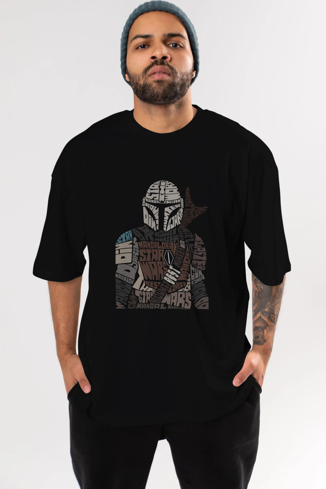 Mandalorian Ön Baskılı Oversize t-shirt %100 pamuk Erkek Kadın Unisex