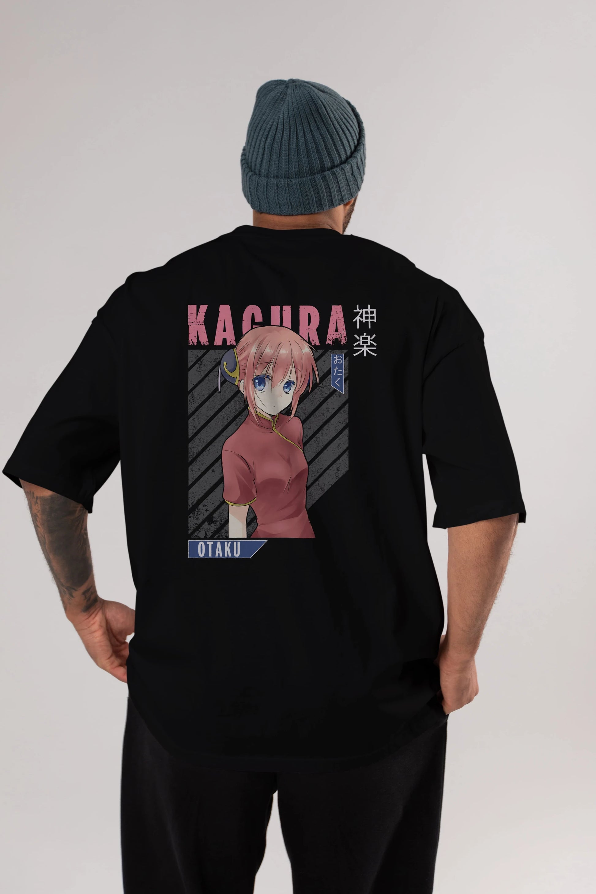 Kagura GINTAMA Anime Arka Baskılı Oversize t-shirt Erkek Kadın Unisex