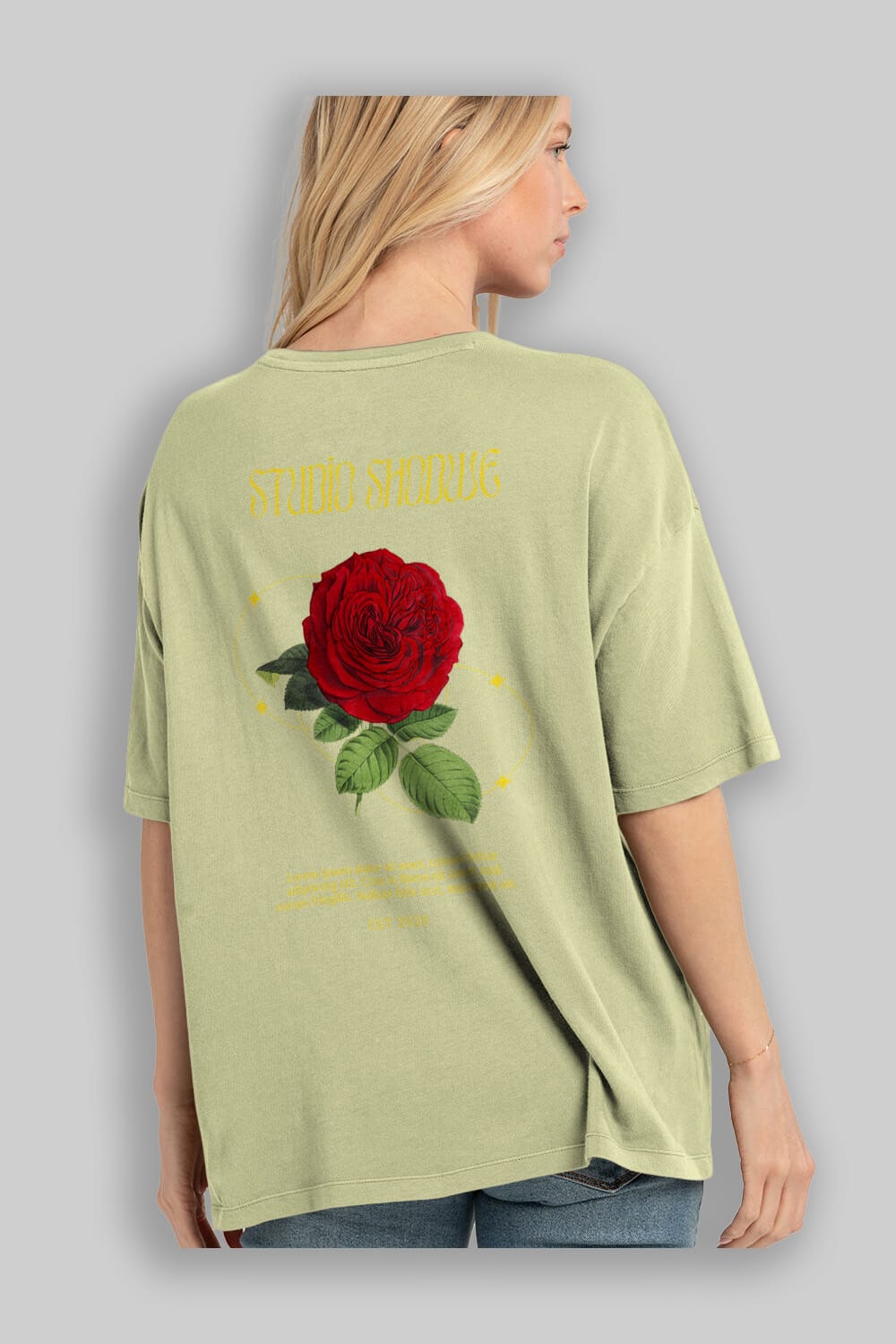 Studio Shodwe Rose Arka Baskılı Oversize t-shirt Erkek Kadın Unisex