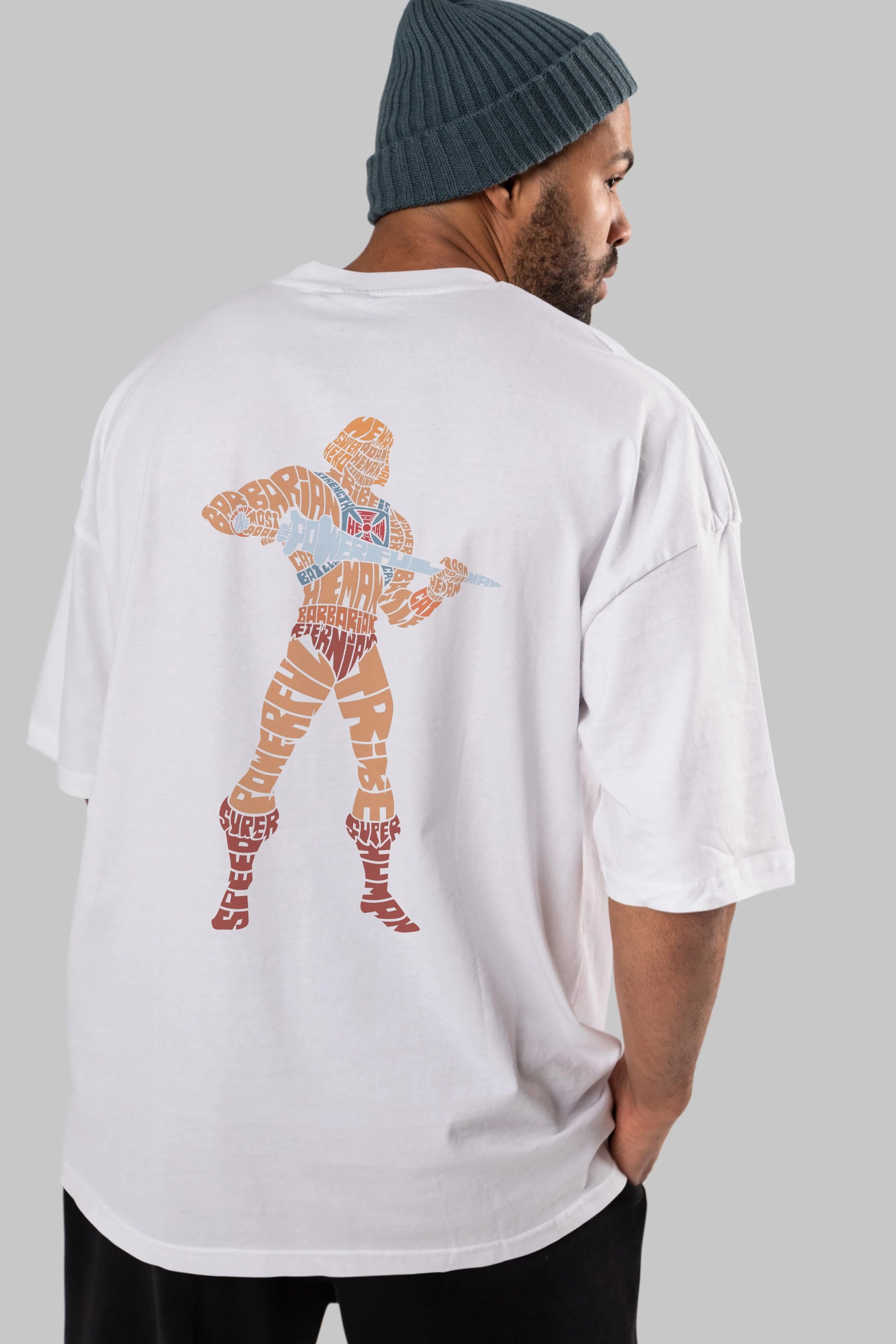 Heman Arka Baskılı Oversize t-shirt %100 pamuk Erkek Kadın Unisex