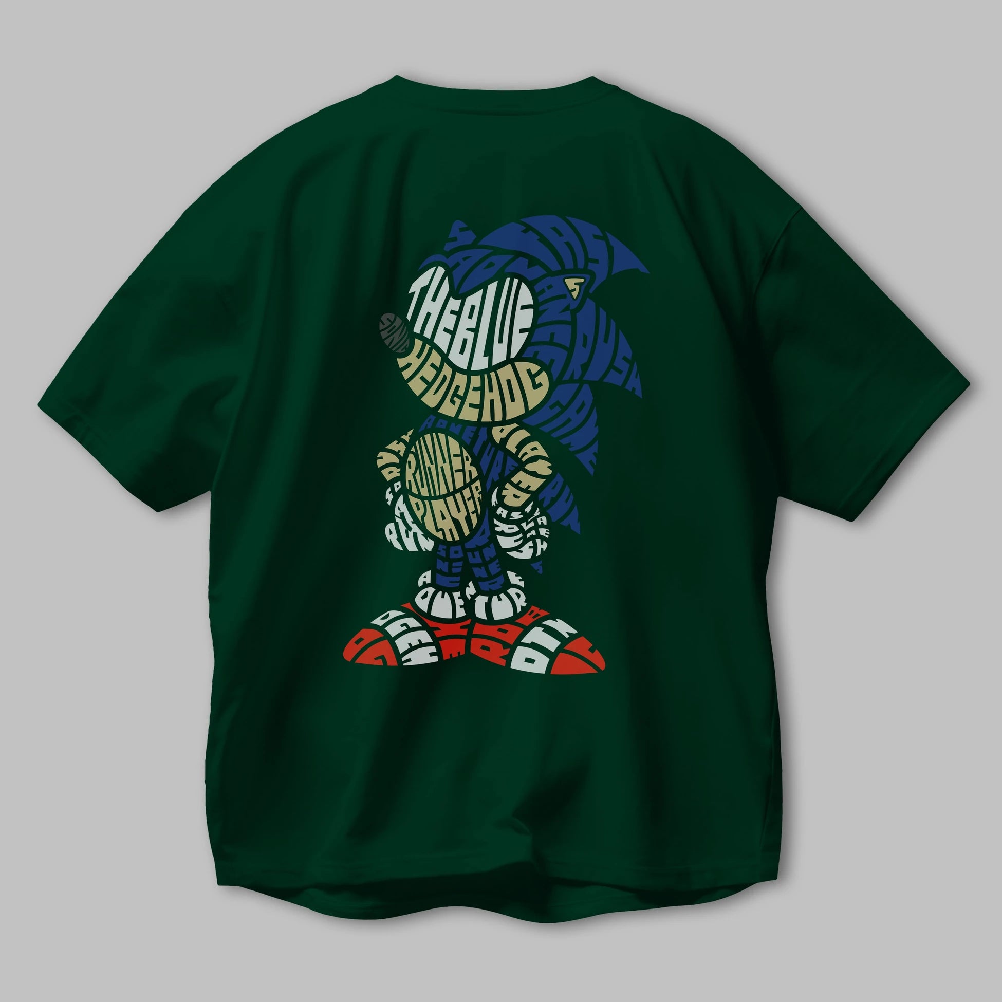 The Blue Hedgehog Arka Baskılı Oversize t-shirt %100 pamuk Erkek Kadın Unisex