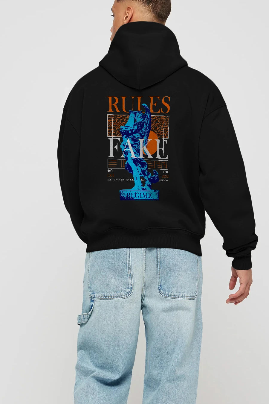 Rules Fake Arka Baskılı Hoodie Oversize Kapüşonlu Sweatshirt Erkek Kadın Unisex