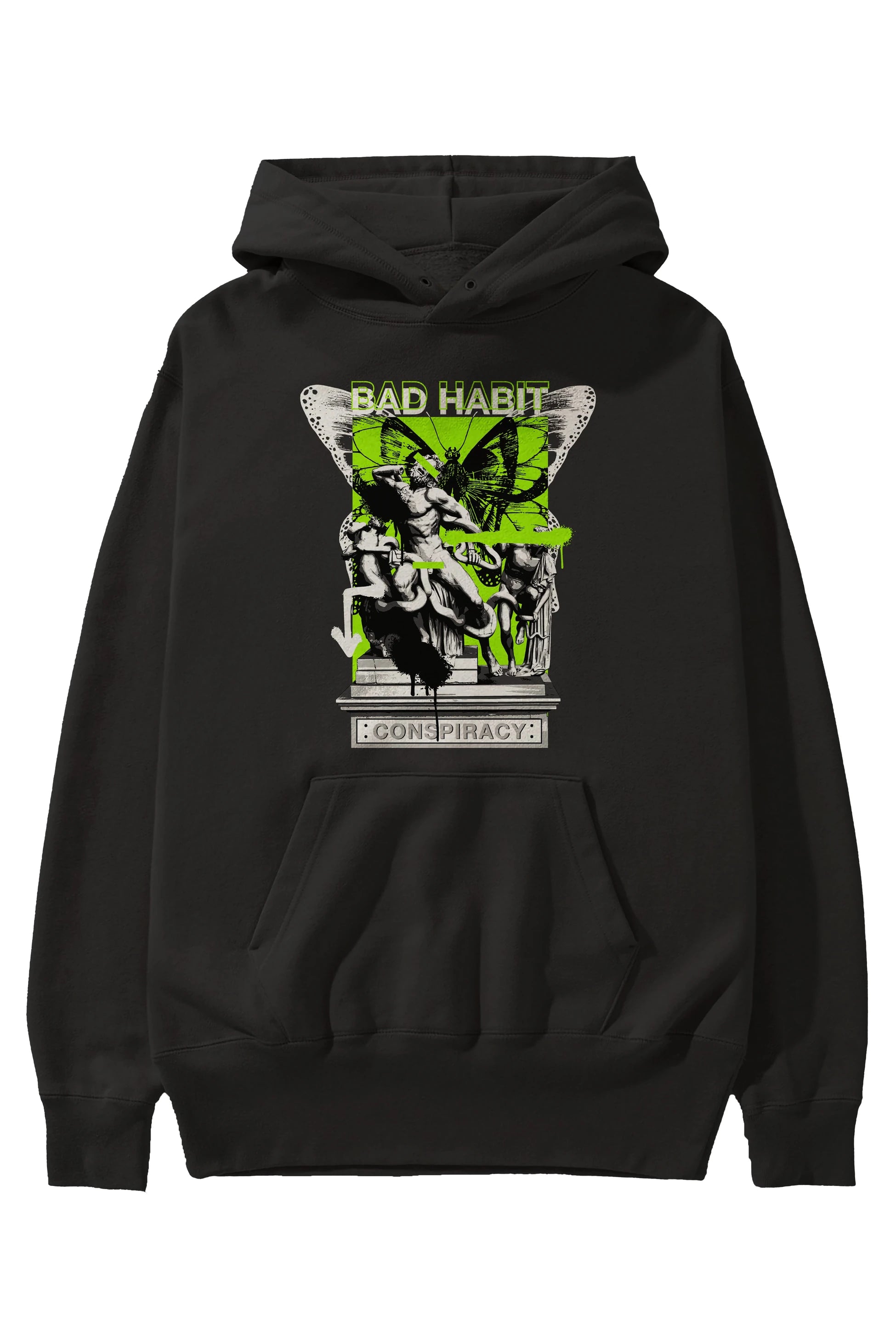 Bad Habit Ön Baskılı Hoodie Oversize Kapüşonlu Sweatshirt Erkek Kadın Unisex