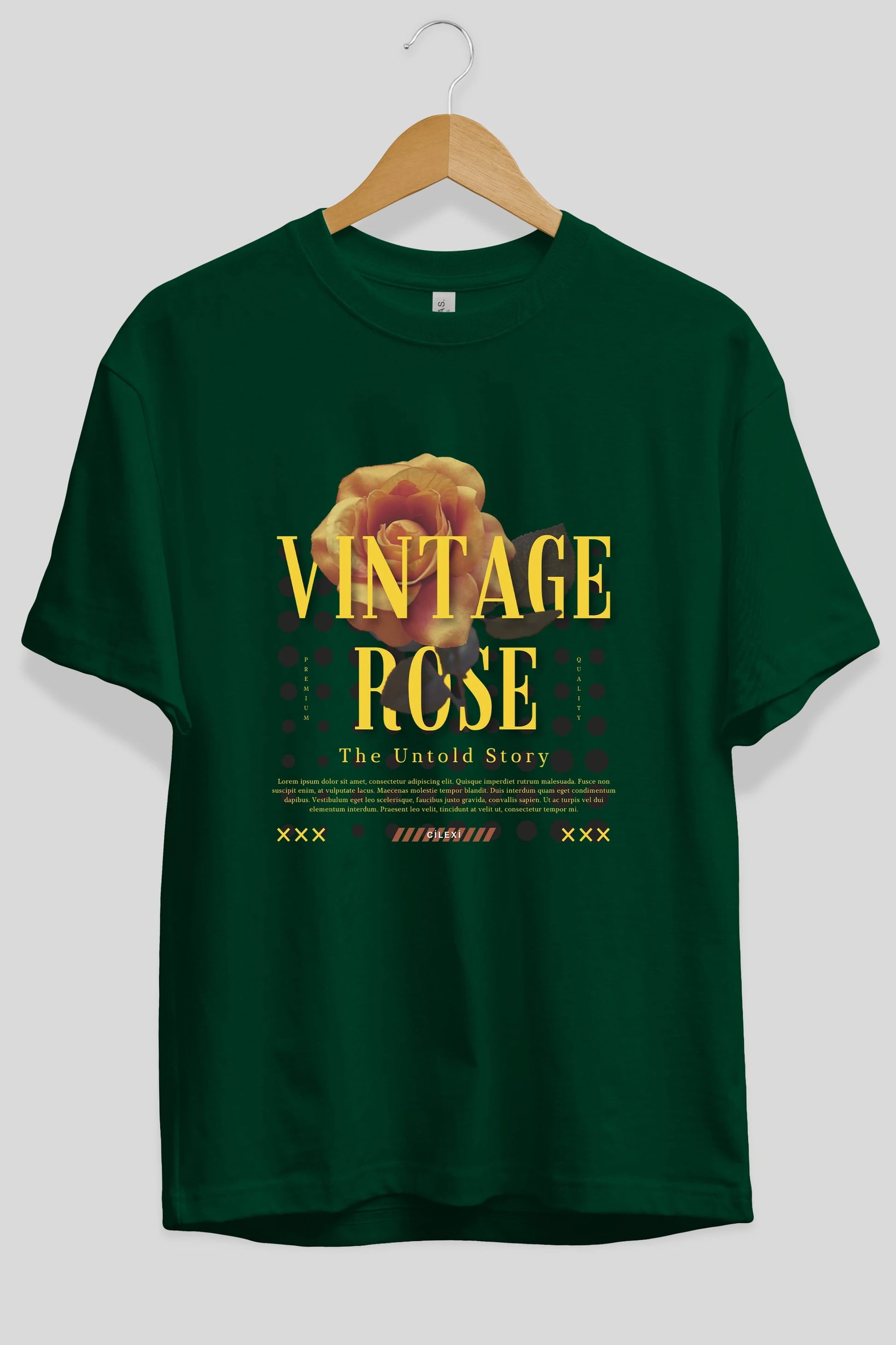 Vintage Rose Yazılı Ön Baskılı Oversize t-shirt Erkek Kadın Unisex