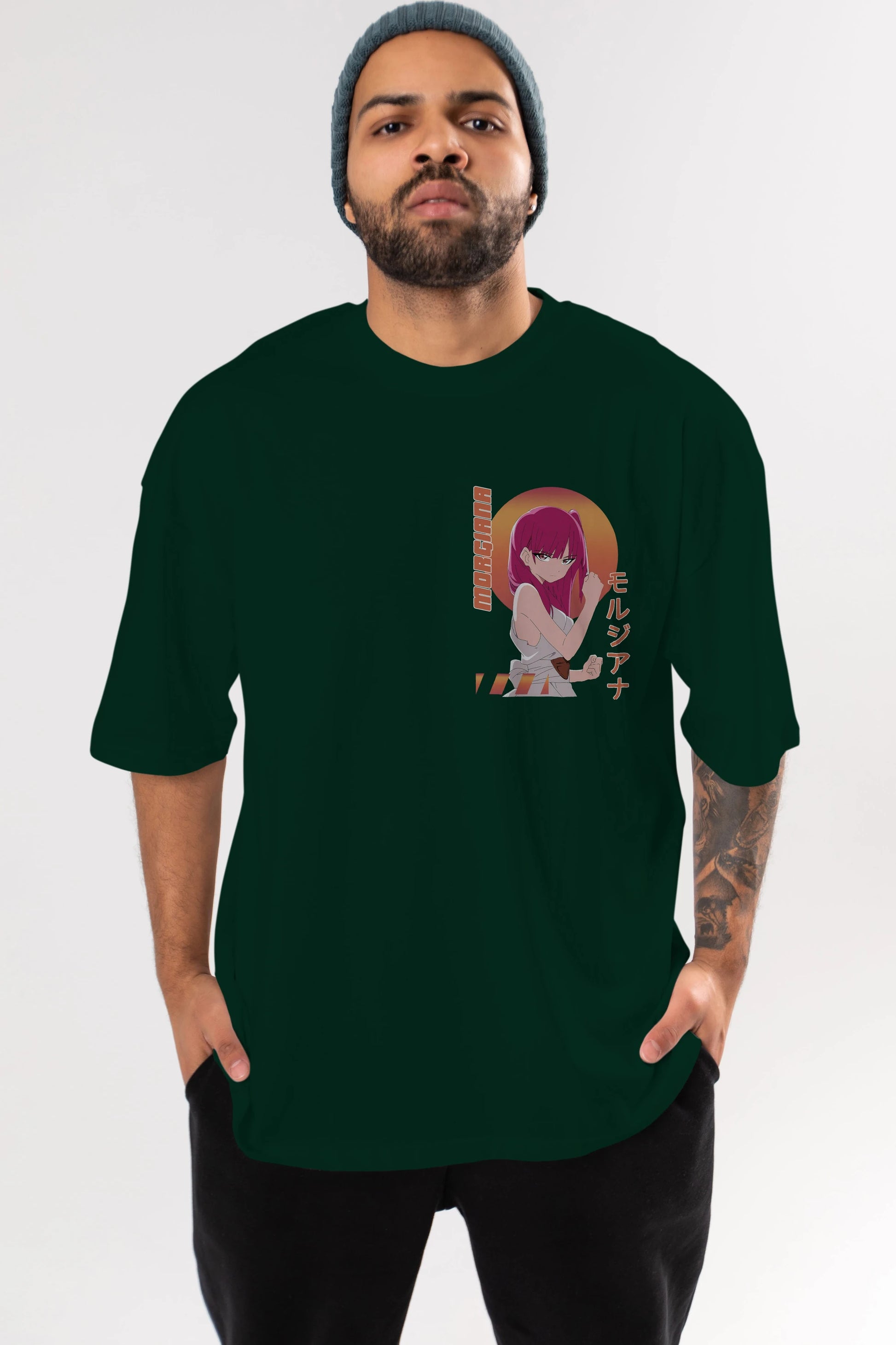 Morgiana 5 Ön Sol Baskılı Oversize t-shirt Erkek Kadın Unisex %100 Pamuk Bisiklet Yaka tişort
