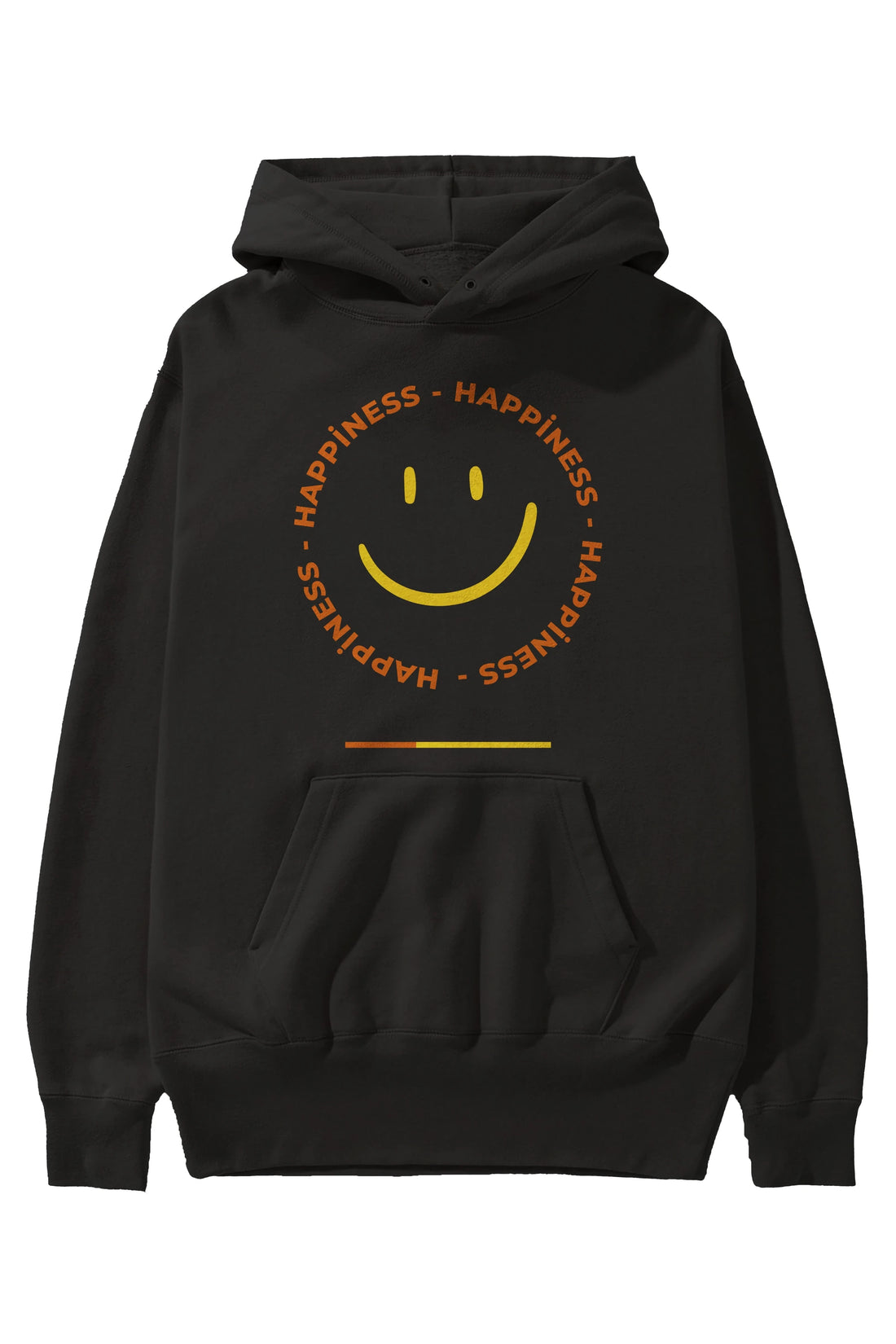 Happiness Smile Yazılı Ön Baskılı Oversize Hoodie Kapüşonlu Sweatshirt Erkek Kadın Unisex