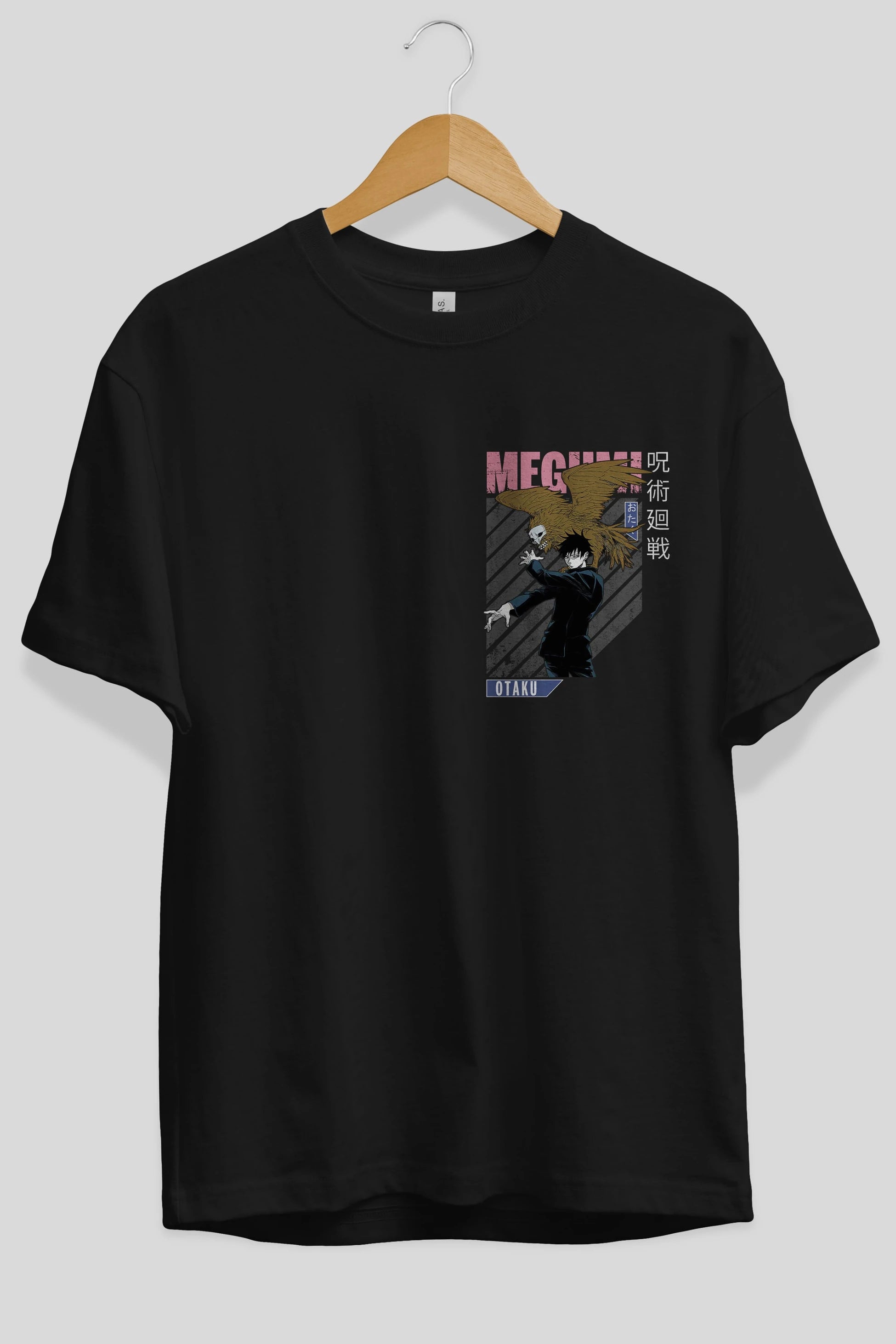 Megumi Fushiguro 2 Ön Sol Baskılı Oversize t-shirt Erkek Kadın Unisex %100 Pamuk Bisiklet Yaka tişort
