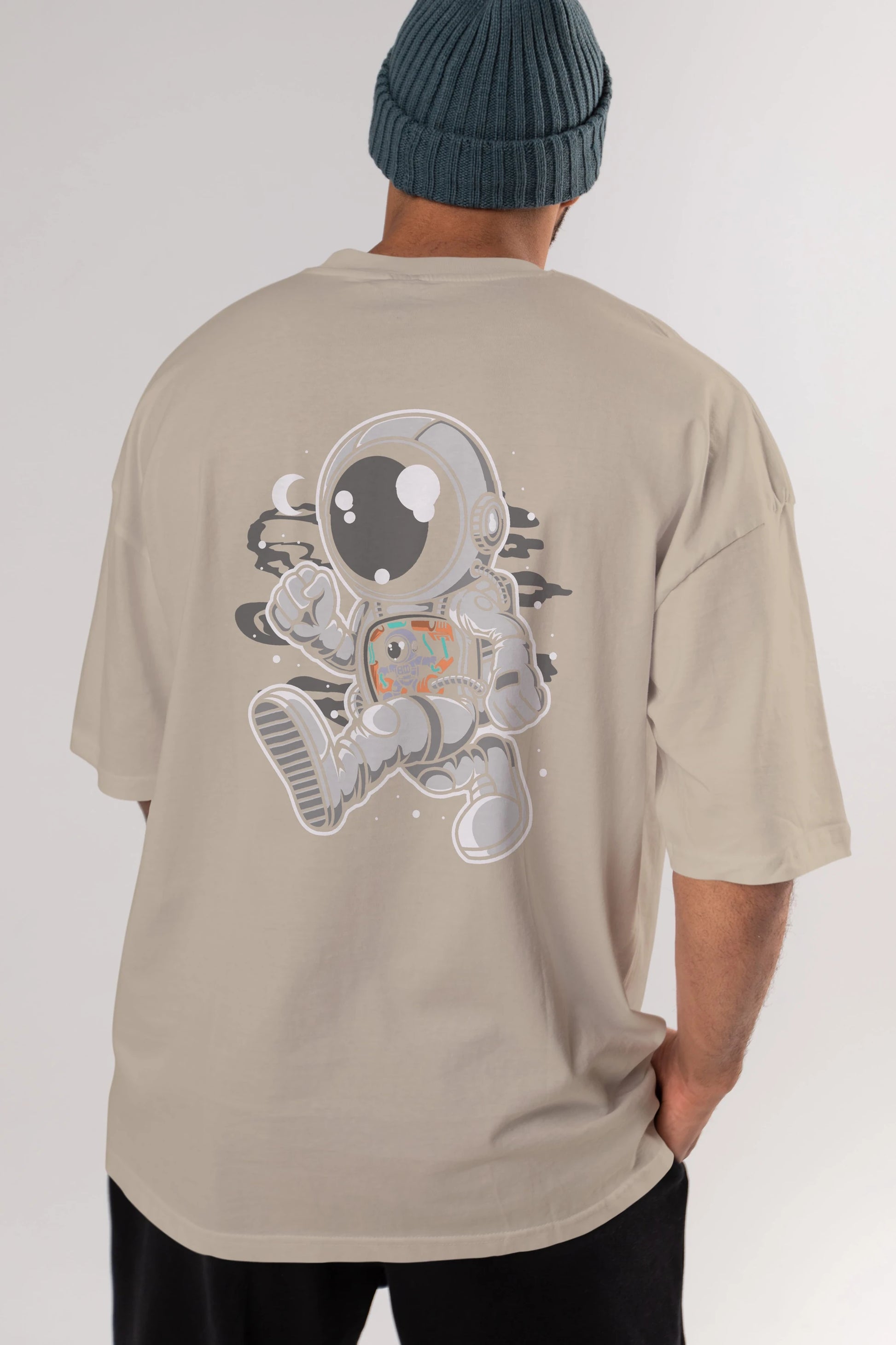 Astronaut Robotic Machine Arka Baskılı Oversize t-shirt Erkek Kadın Unisex