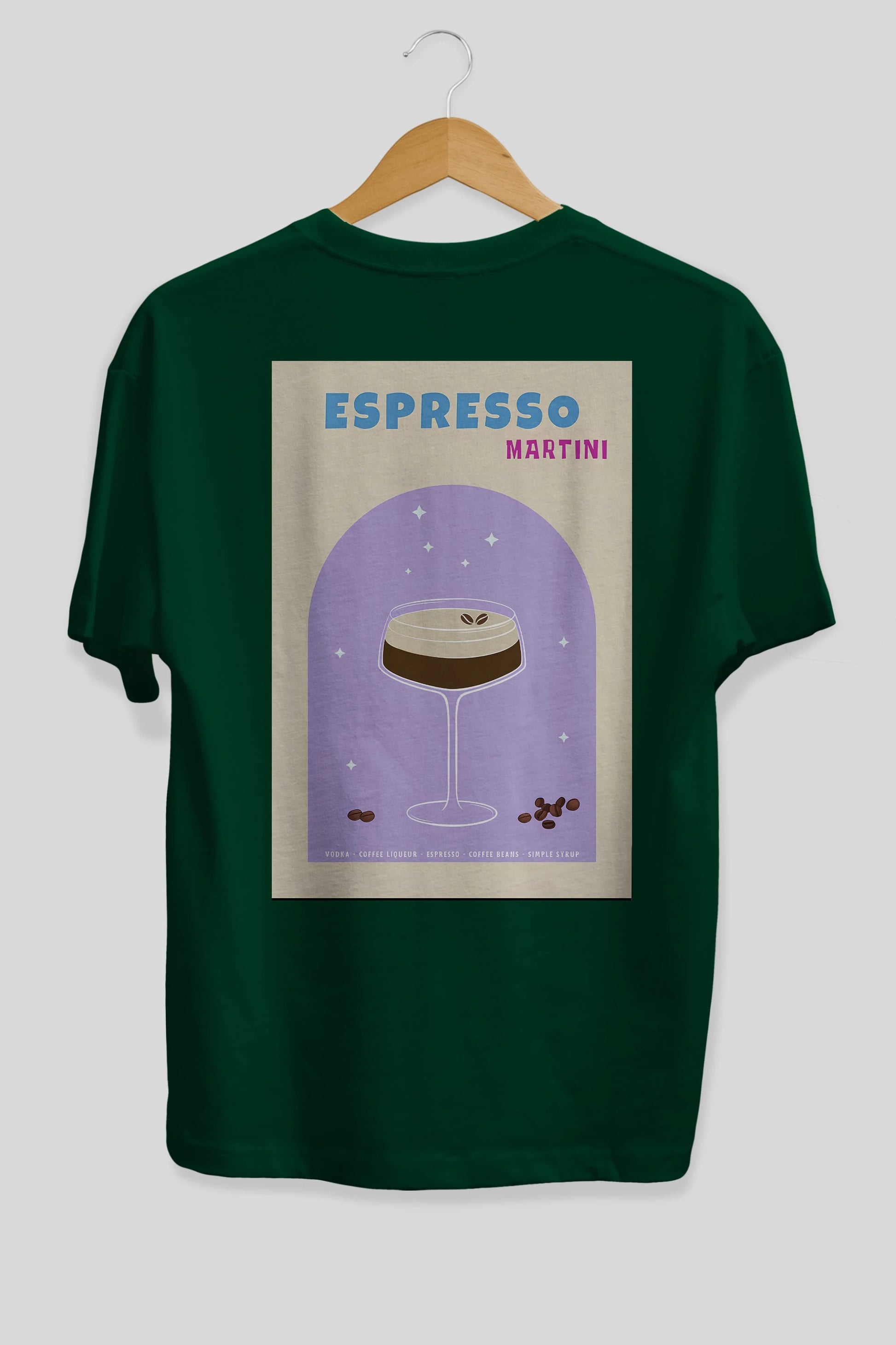 Espresso Martini 5 Arka Baskılı Oversize t-shirt Erkek Kadın Unisex %100 Pamuk Bisiklet Yaka tişort
