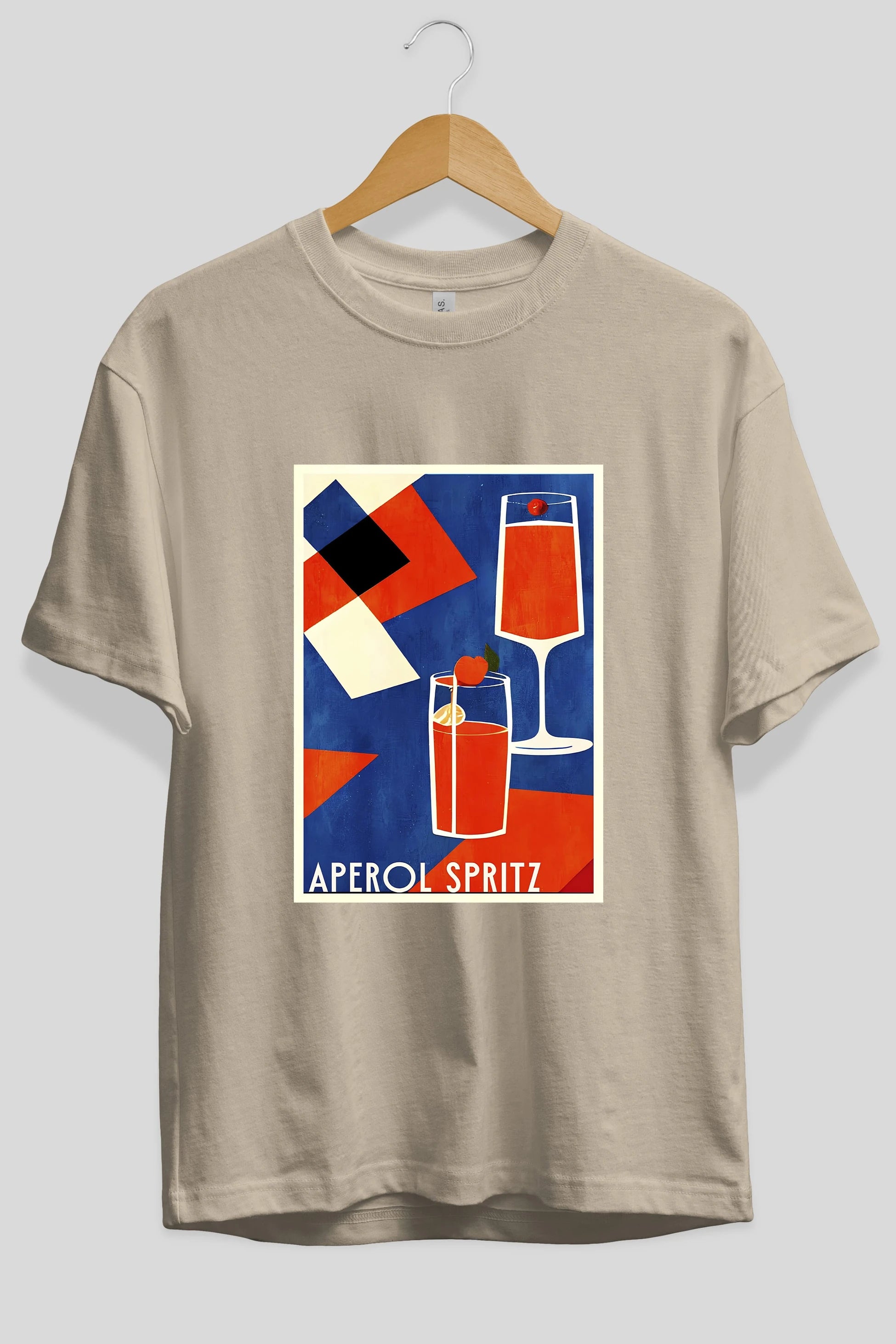 Aperol Spritz 4 Ön Baskılı Oversize t-shirt Erkek Kadın Unisex %100 Pamuk Bisiklet Yaka tişort