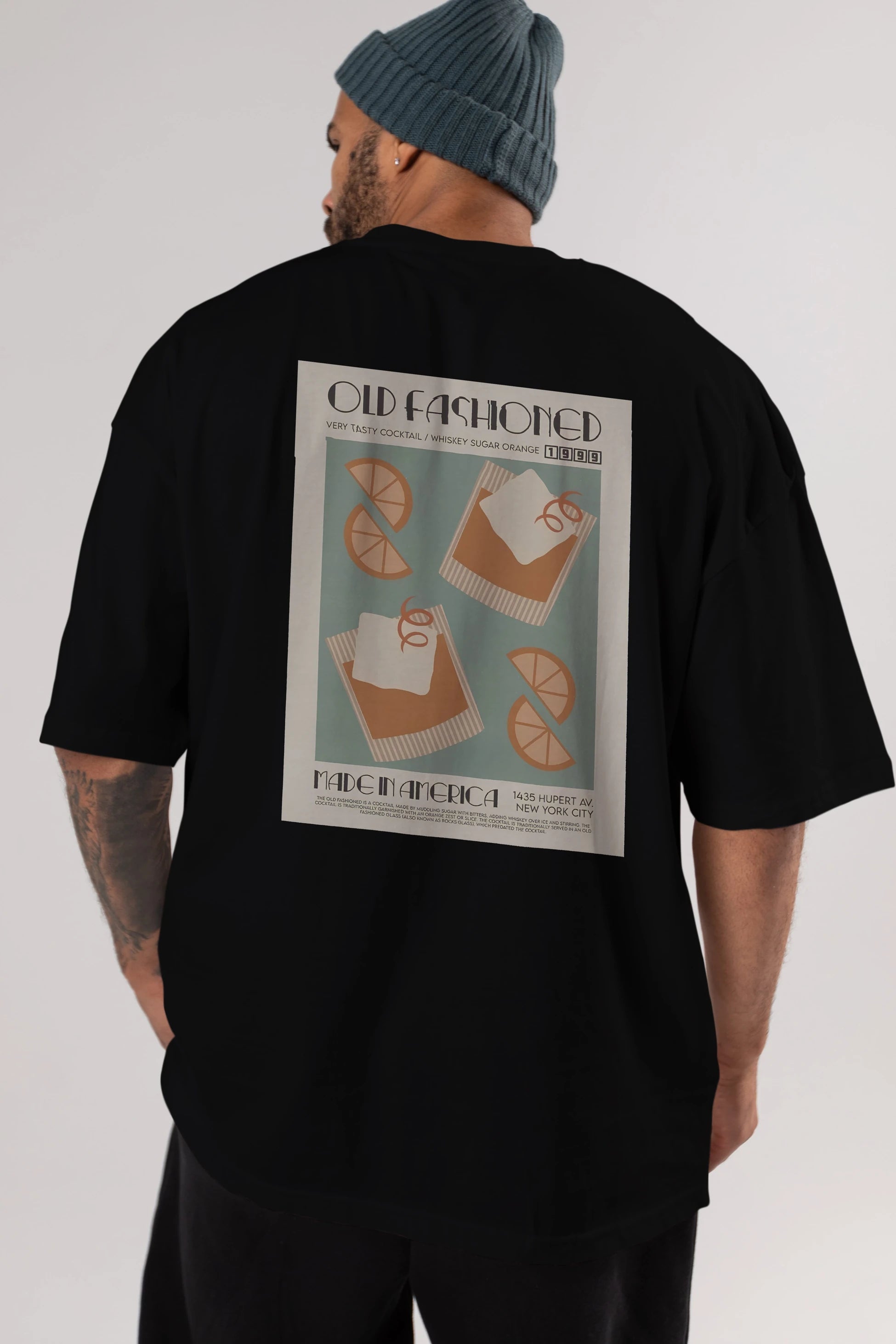 Old Fashioned 2 Arka Baskılı Oversize t-shirt Erkek Kadın Unisex %100 Pamuk Bisiklet Yaka tişort