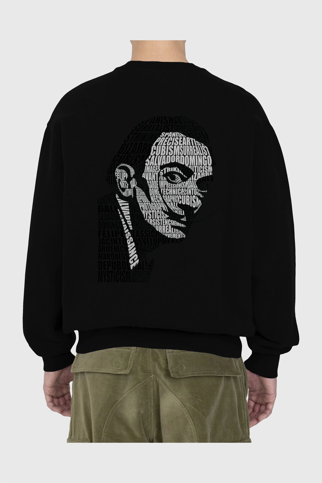 Salvador Dali Calligram Arka Baskılı Oversize Sweatshirt Erkek Kadın Unisex