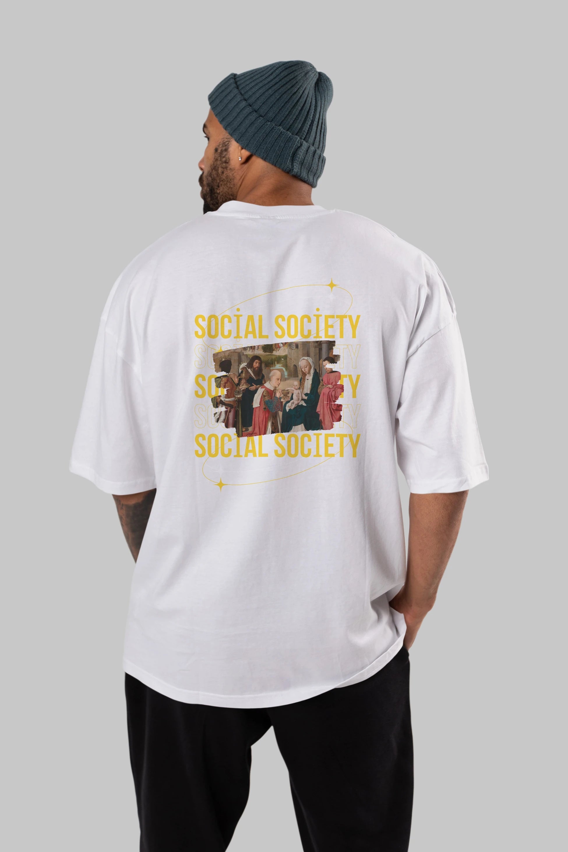 Social Society Yazılı Arka Baskılı Oversize t-shirt Erkek Kadın Unisex