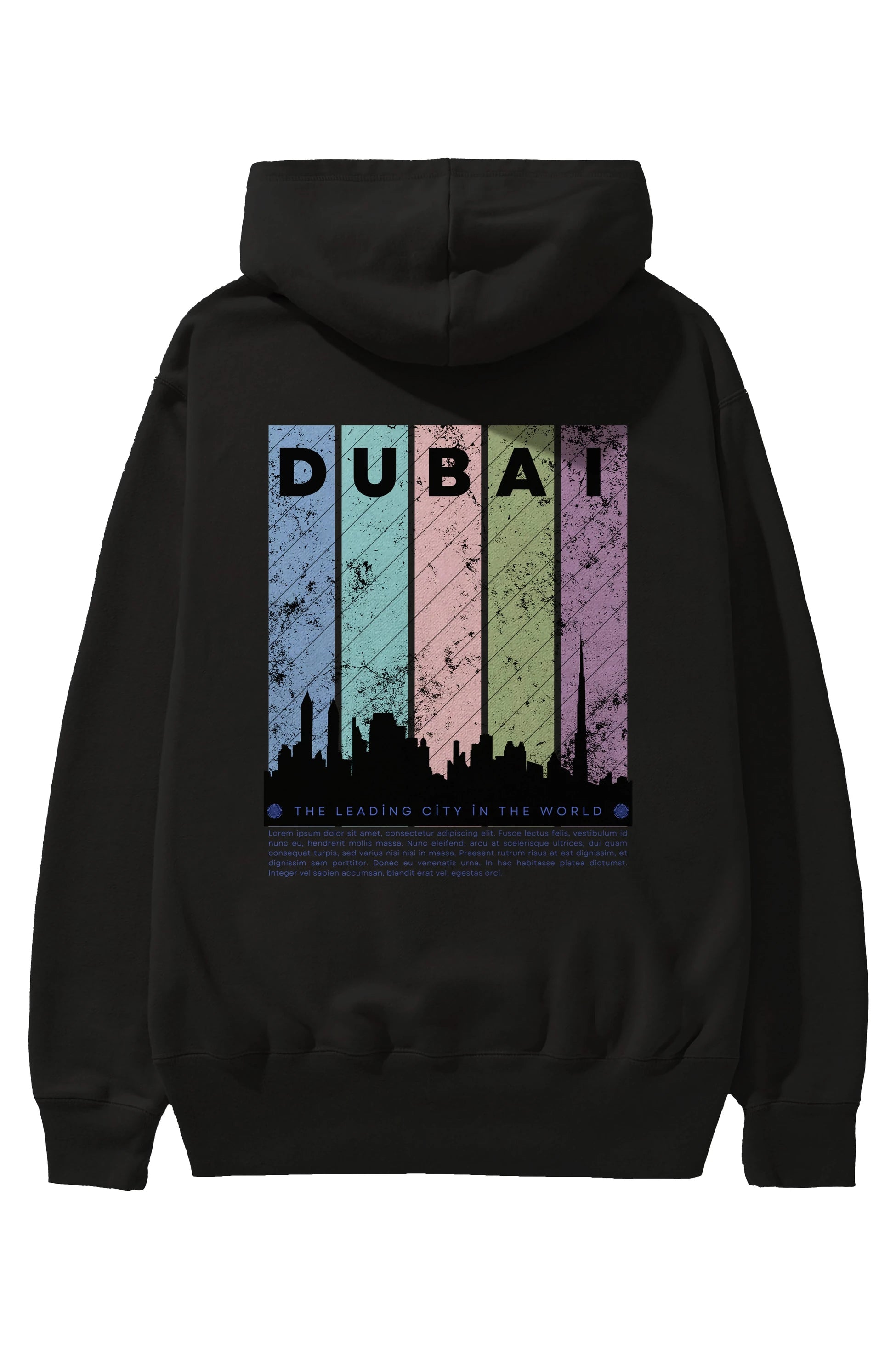 Dubai Yazılı Arka Baskılı Oversize Hoodie Kapüşonlu Sweatshirt Erkek Kadın Unisex