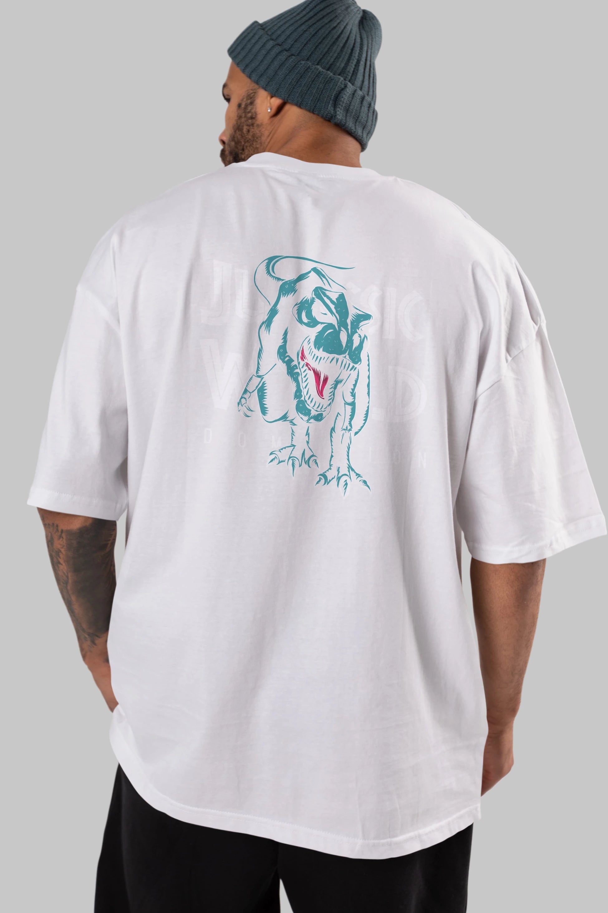 Jurassic Park (1) Arka Baskılı Oversize t-shirt Erkek Kadın Unisex %100 Pamuk Bisiklet Yaka tişort