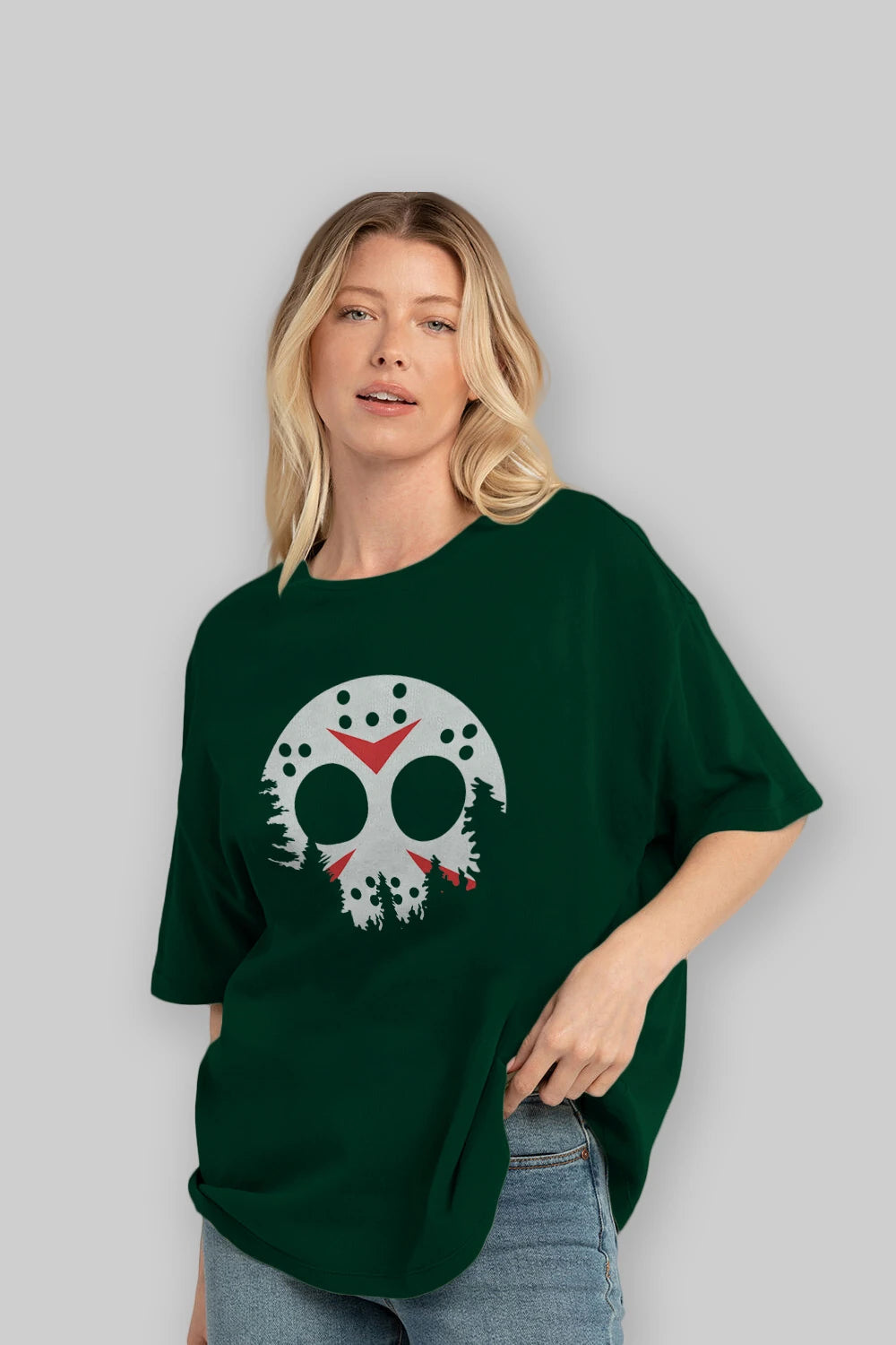 Jason Moon Ön Baskılı Oversize t-shirt %100 pamuk Erkek Kadın Unisex
