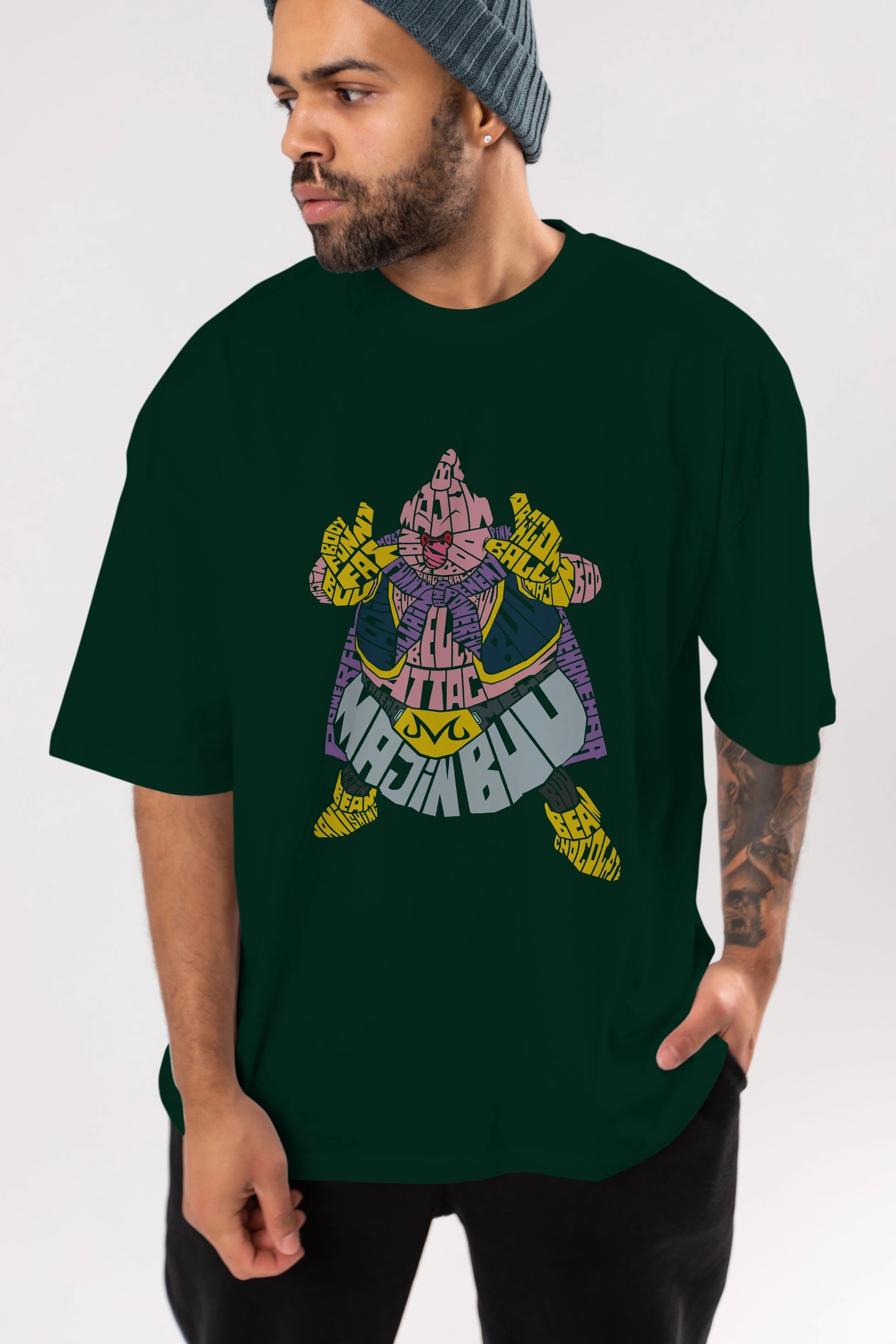 Majin Buu Ön Baskılı Oversize t-shirt %100 pamuk Erkek Kadın Unisex