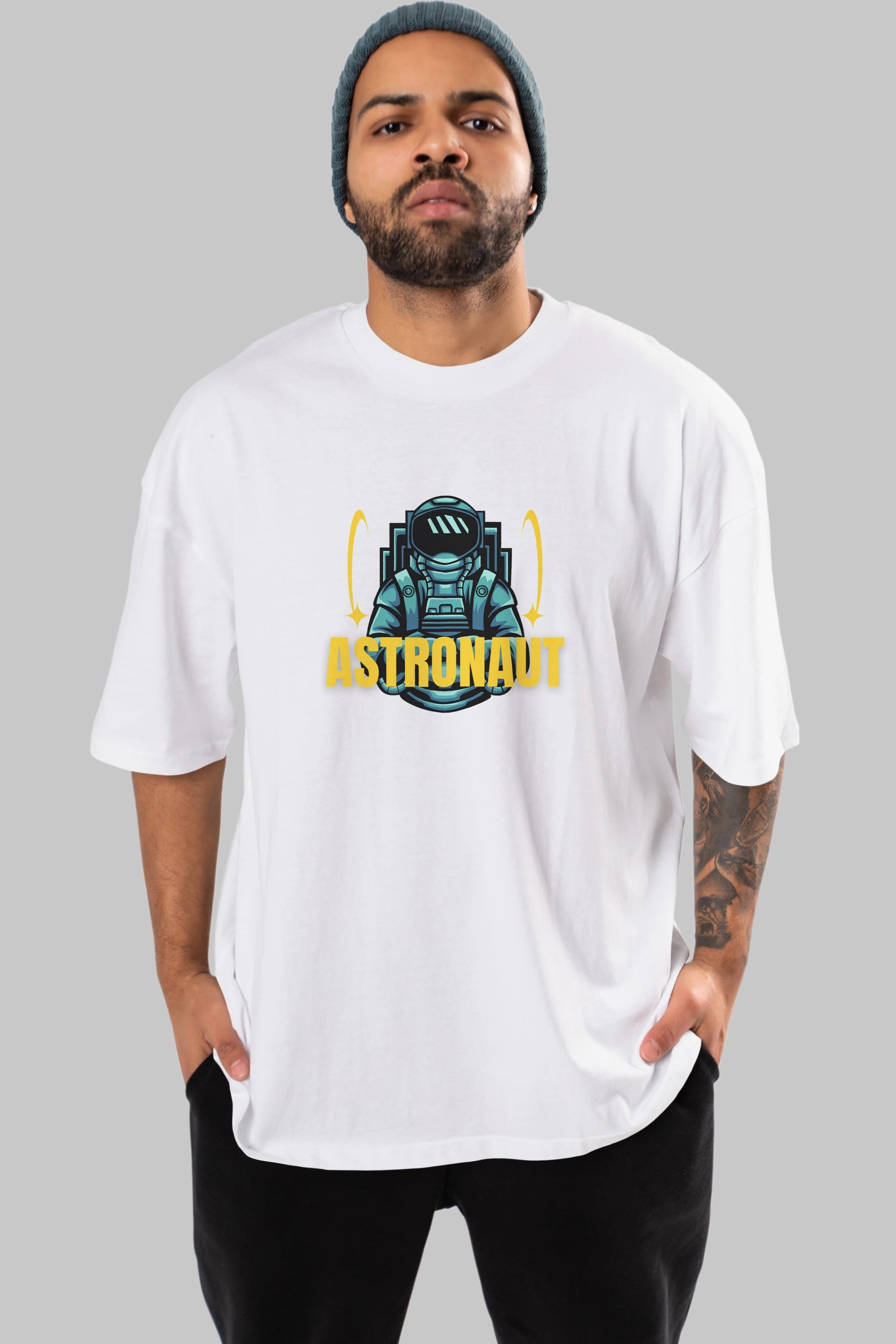 Astronaut Ön Baskılı Oversize t-shirt Erkek Kadın Unisex