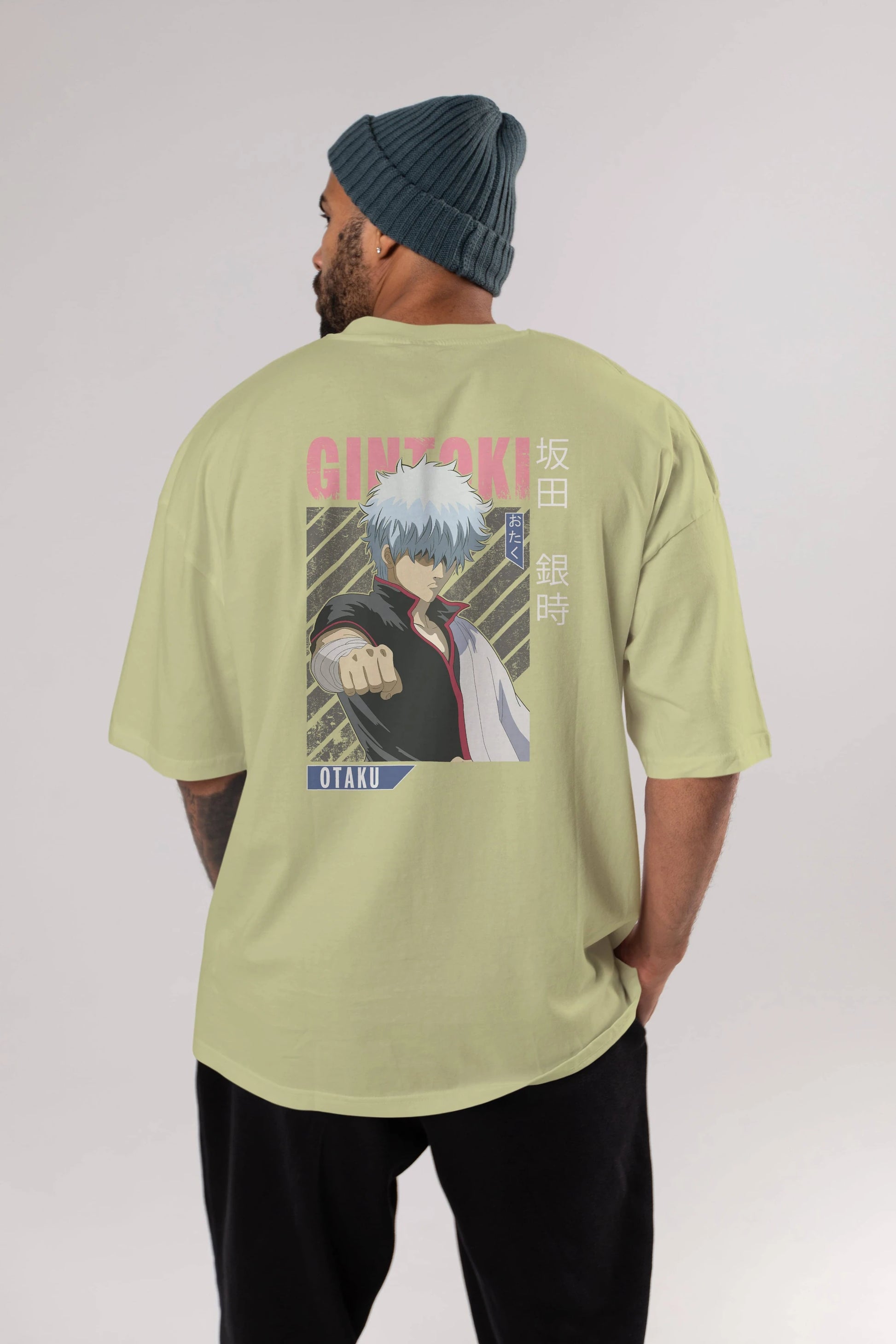 Gintoki Sakata GINTAMA 2 Anime Arka Baskılı Oversize t-shirt Erkek Kadın Unisex