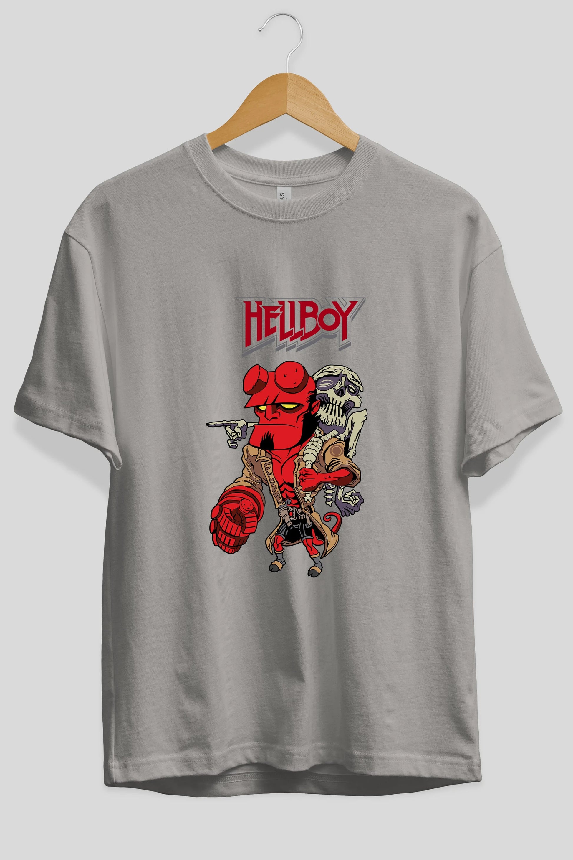Hellboy (2) Ön Baskılı Oversize t-shirt Erkek Kadın Unisex %100 Pamuk Bisiklet Yaka tişort