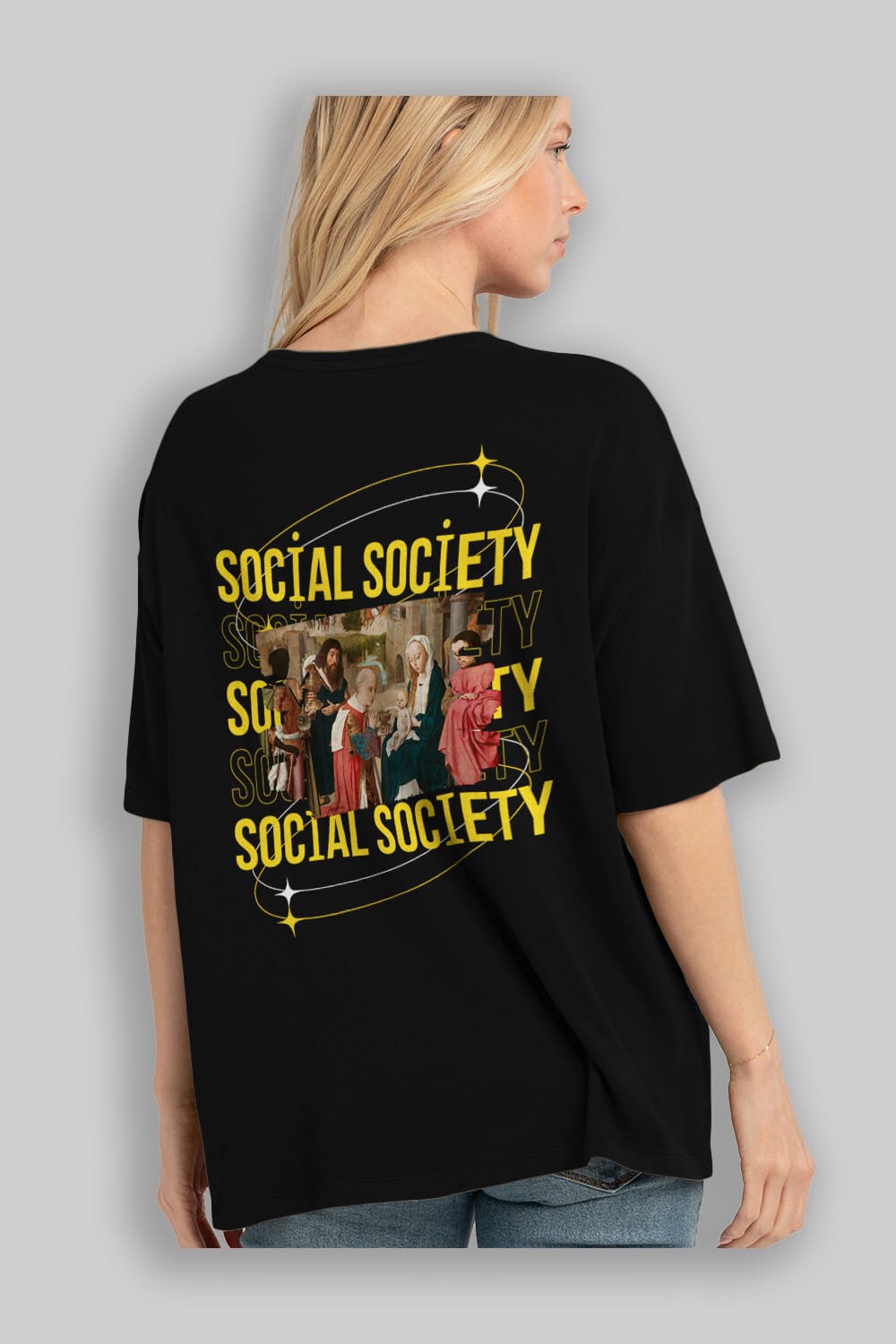 Social Society Yazılı Arka Baskılı Oversize t-shirt Erkek Kadın Unisex