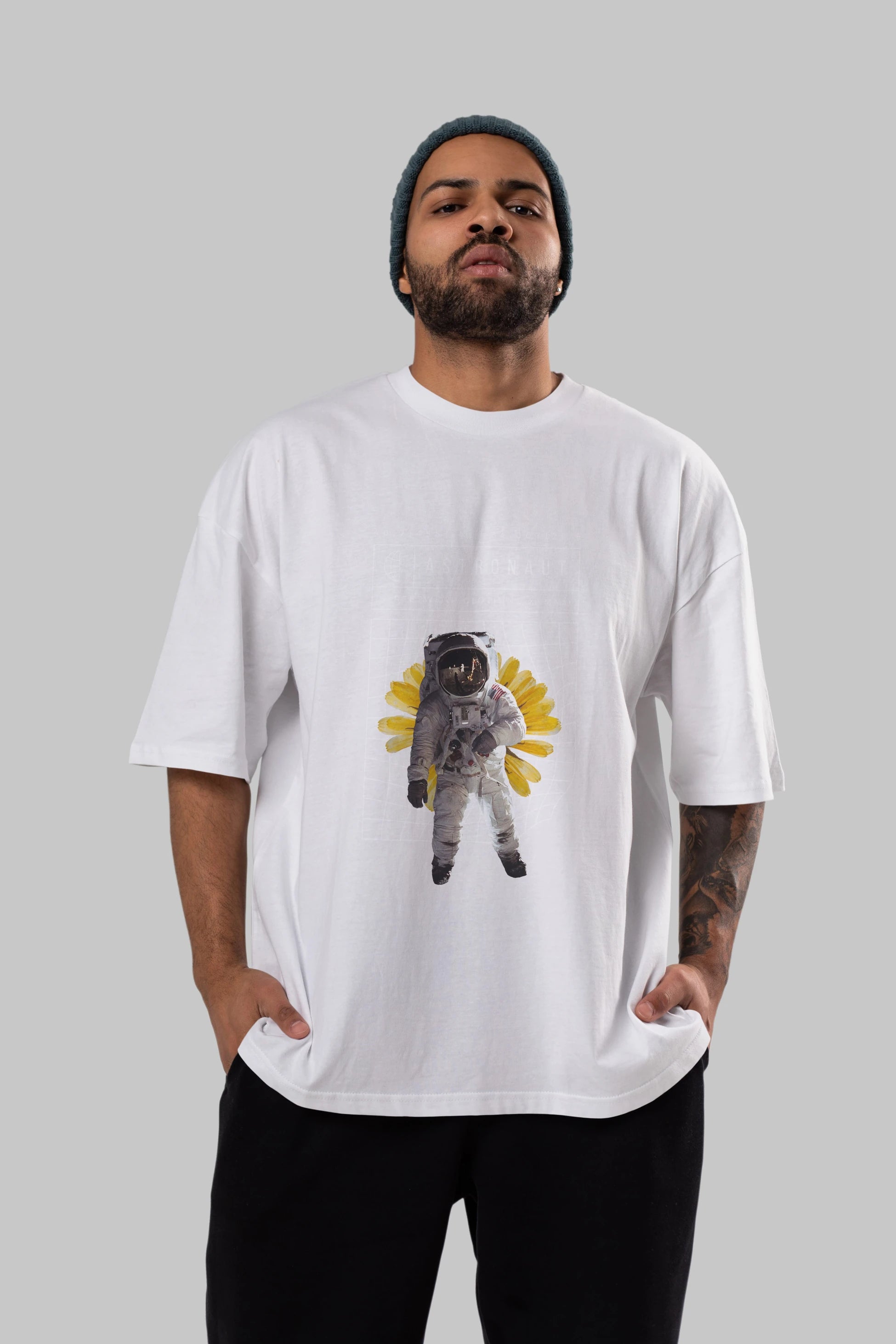 Astronaut Streetwear Ön Baskılı Oversize t-shirt Erkek Kadın Unisex