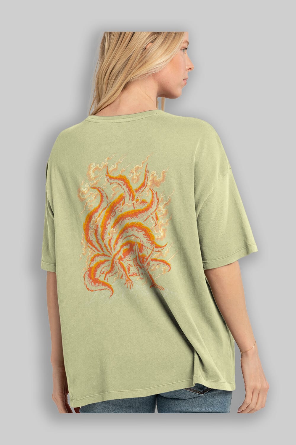 NARUTO KYUUBI Anime Arka Baskılı Oversize t-shirt Erkek Kadın Unisex