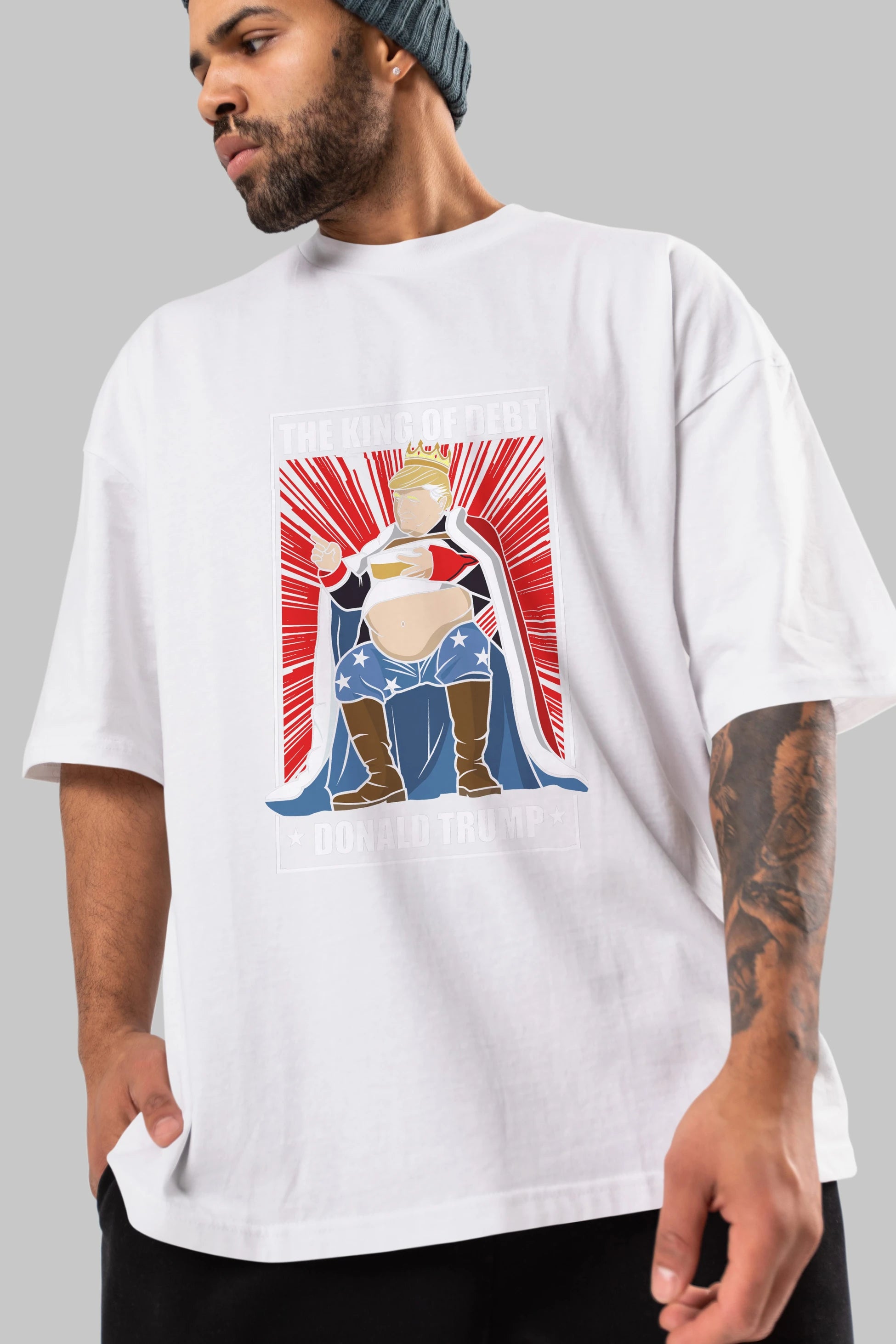 Trump King Ön Baskılı Oversize t-shirt Erkek Kadın Unisex %100 Pamuk tişort