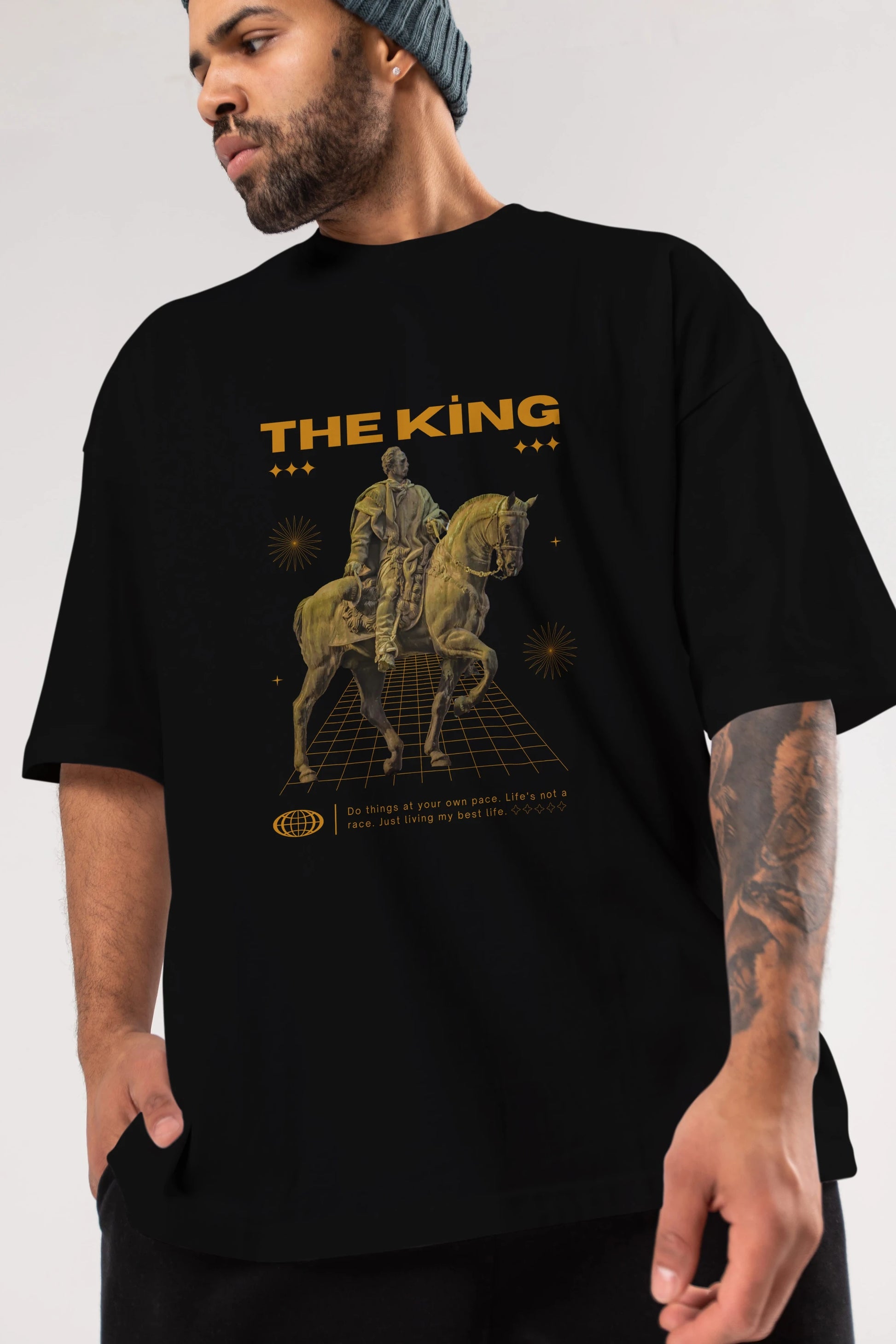 The King Yazılı Ön Baskılı Oversize t-shirt Erkek Kadın Unisex