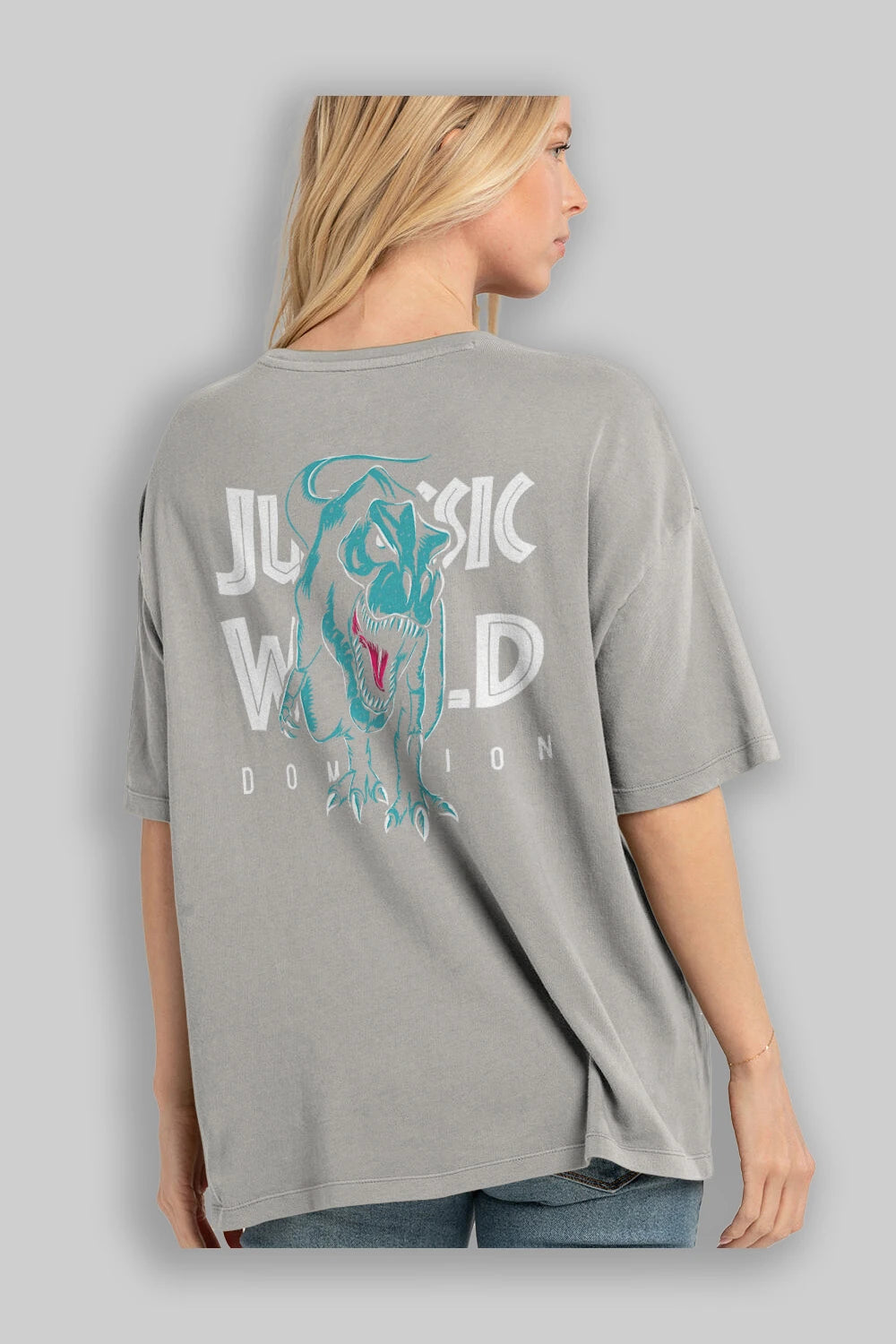 Jurassic Park (1) Arka Baskılı Oversize t-shirt Erkek Kadın Unisex %100 Pamuk Bisiklet Yaka tişort
