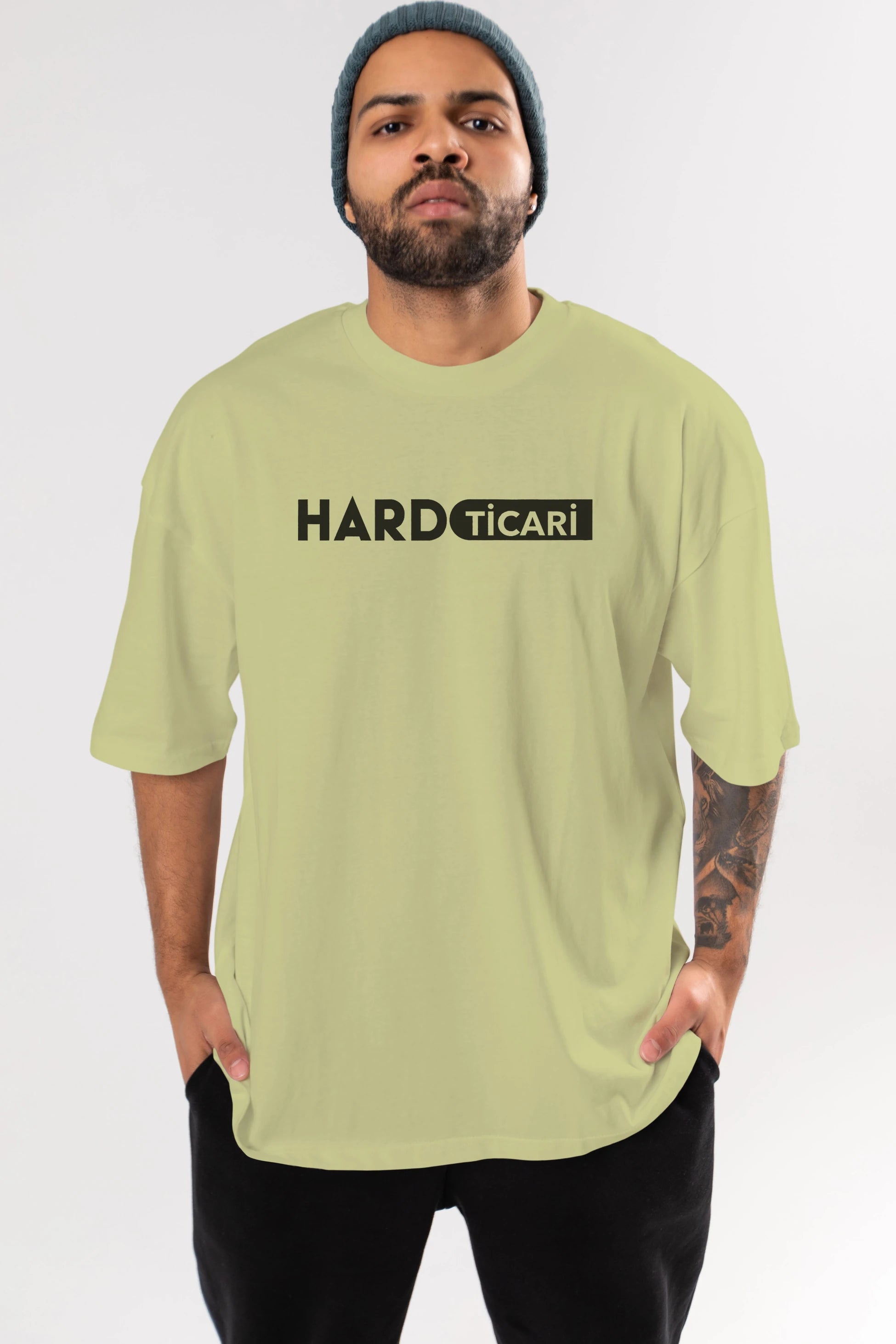 Hard Ticari Ön Baskılı Oversize t-shirt %100 pamuk Erkek Kadın Unisex
