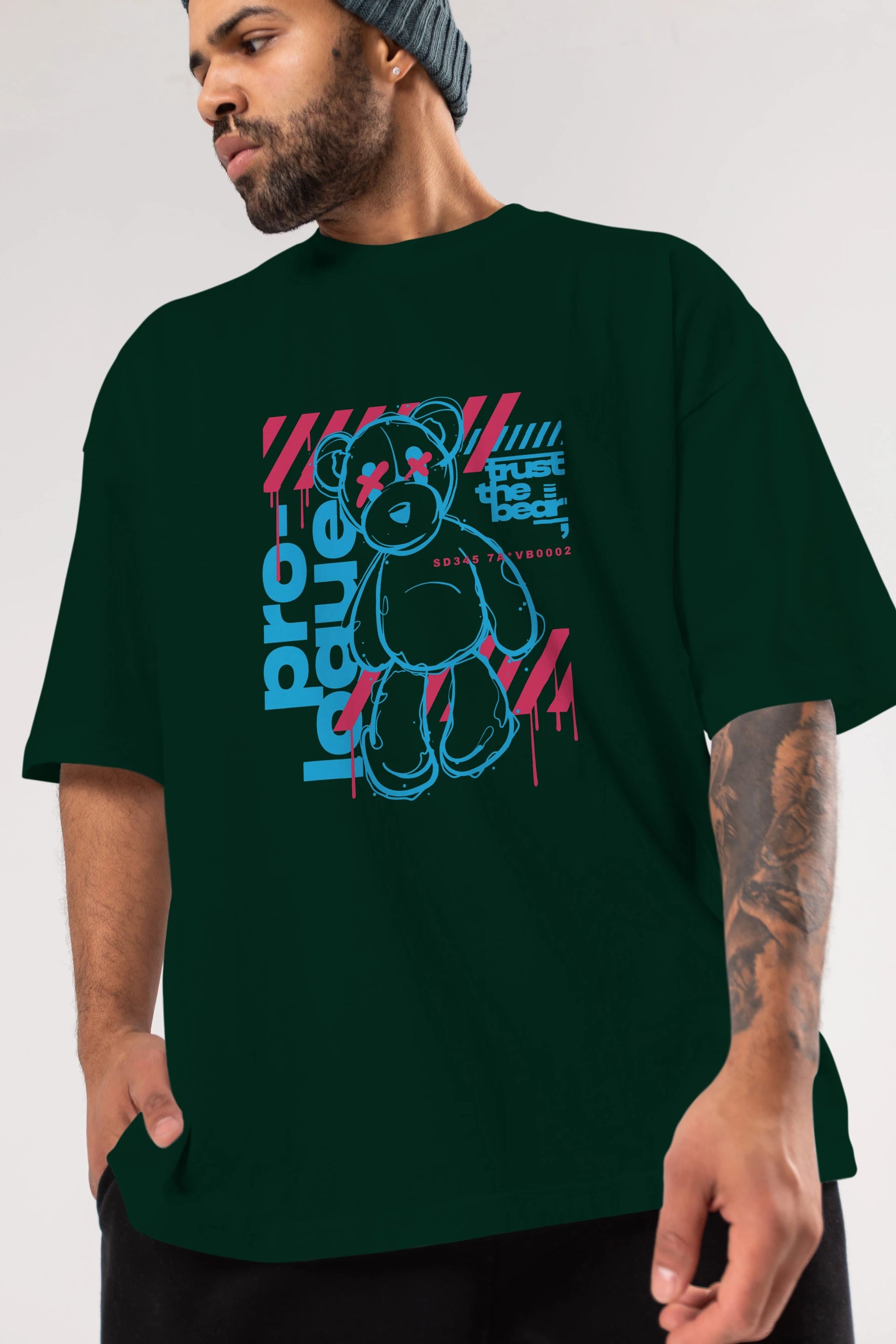 Trust The Bear Ön Baskılı Oversize t-shirt Erkek Kadın Unisex