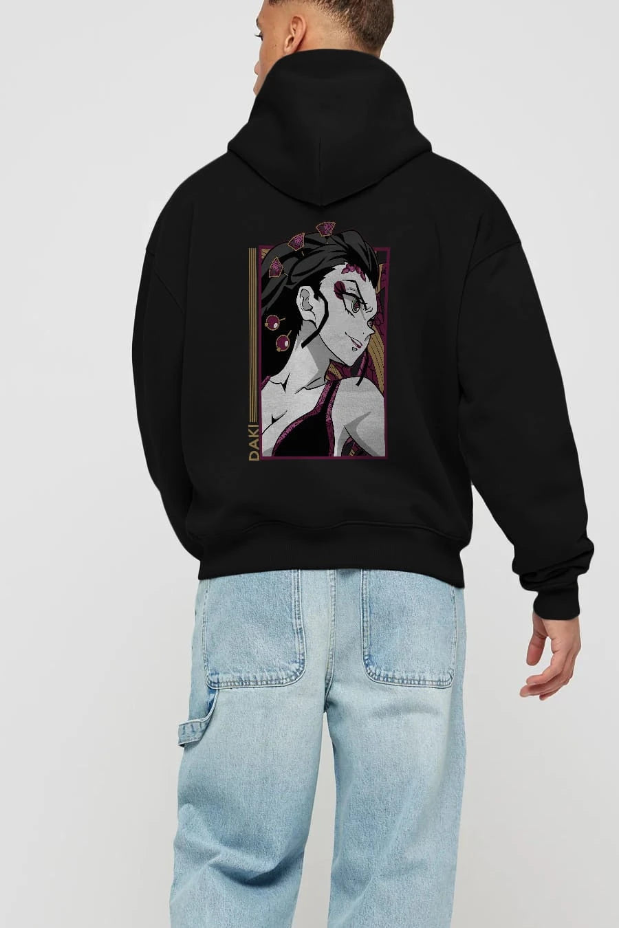 Daki DEMION SLAYER Anime Arka Baskılı Hoodie Oversize Kapüşonlu Sweatshirt Erkek Kadın Unisex