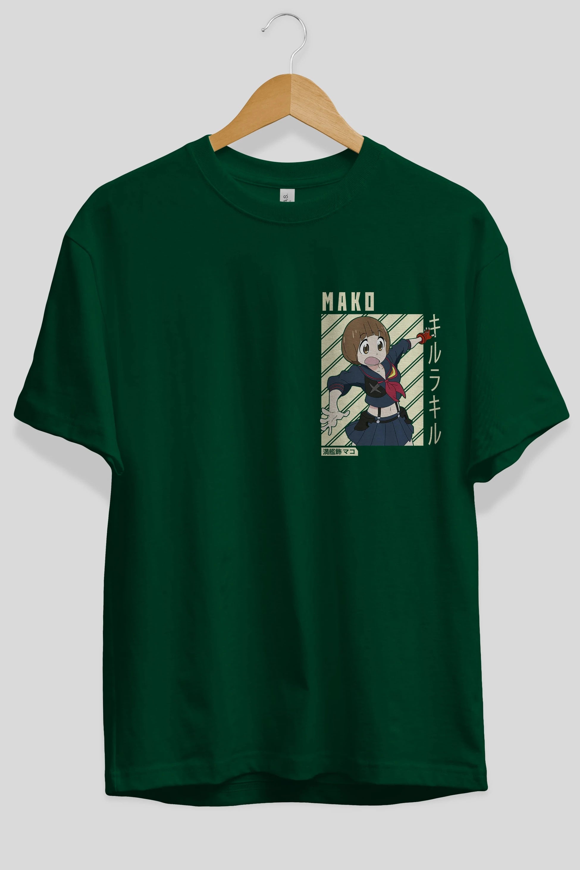 Mako Mankanshoku 1 Ön Sol Baskılı Oversize t-shirt Erkek Kadın Unisex %100 Pamuk Bisiklet Yaka tişort