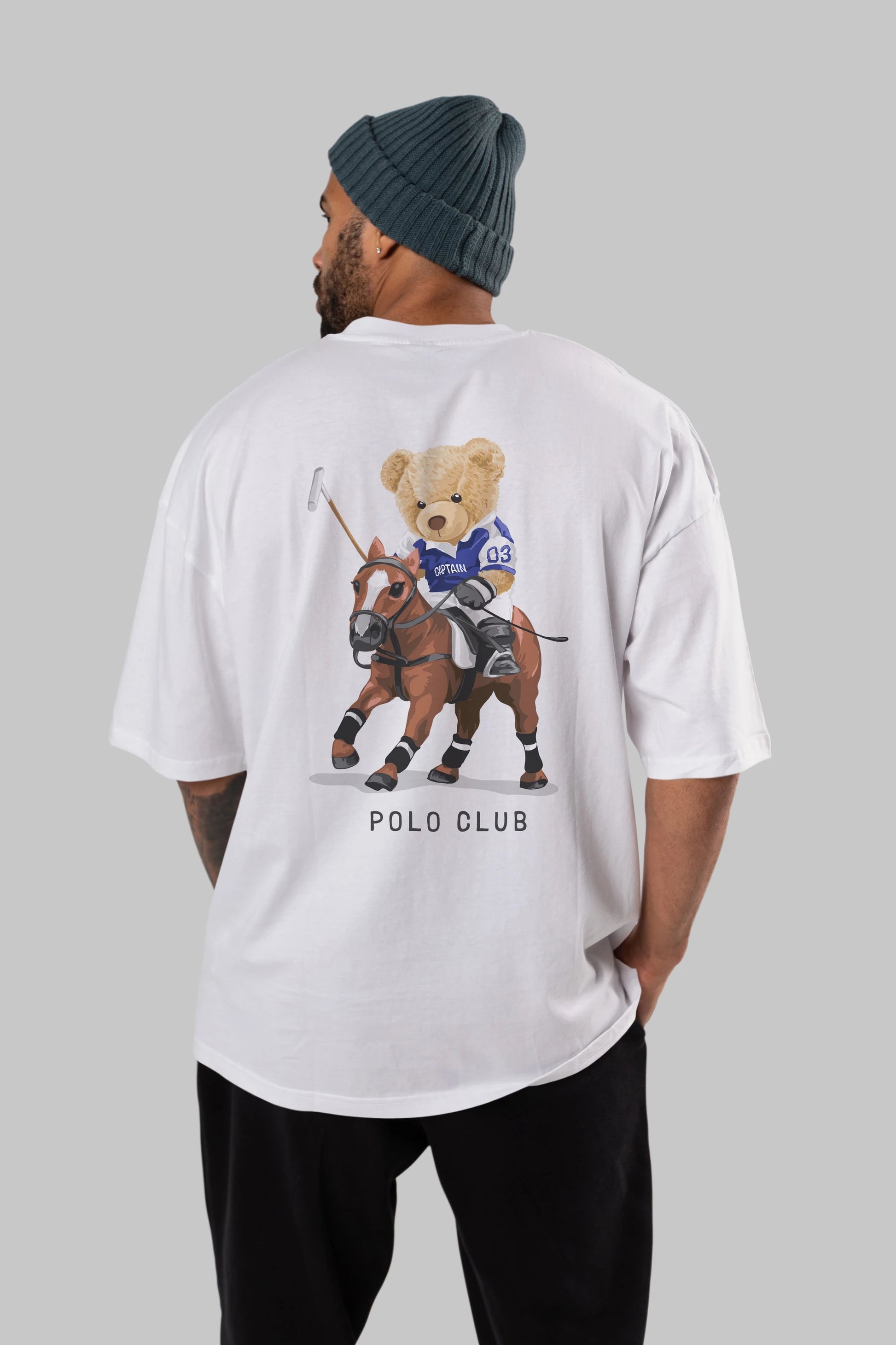 Teddy Bear Polo Club Arka Baskılı Oversize t-shirt Erkek Kadın Unisex %100 Pamuk