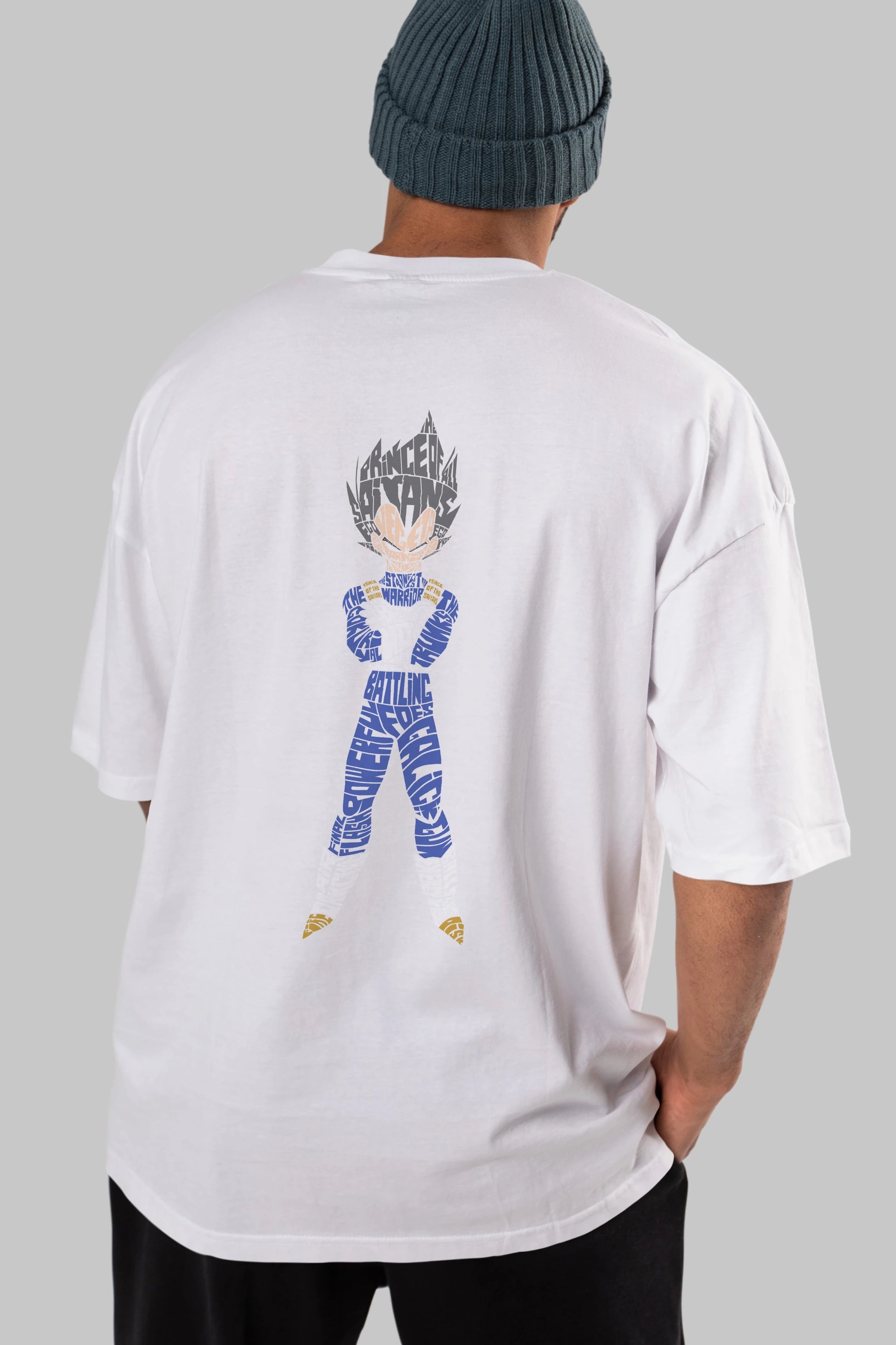 Vegeta Arka Baskılı Oversize t-shirt %100 pamuk Erkek Kadın Unisex