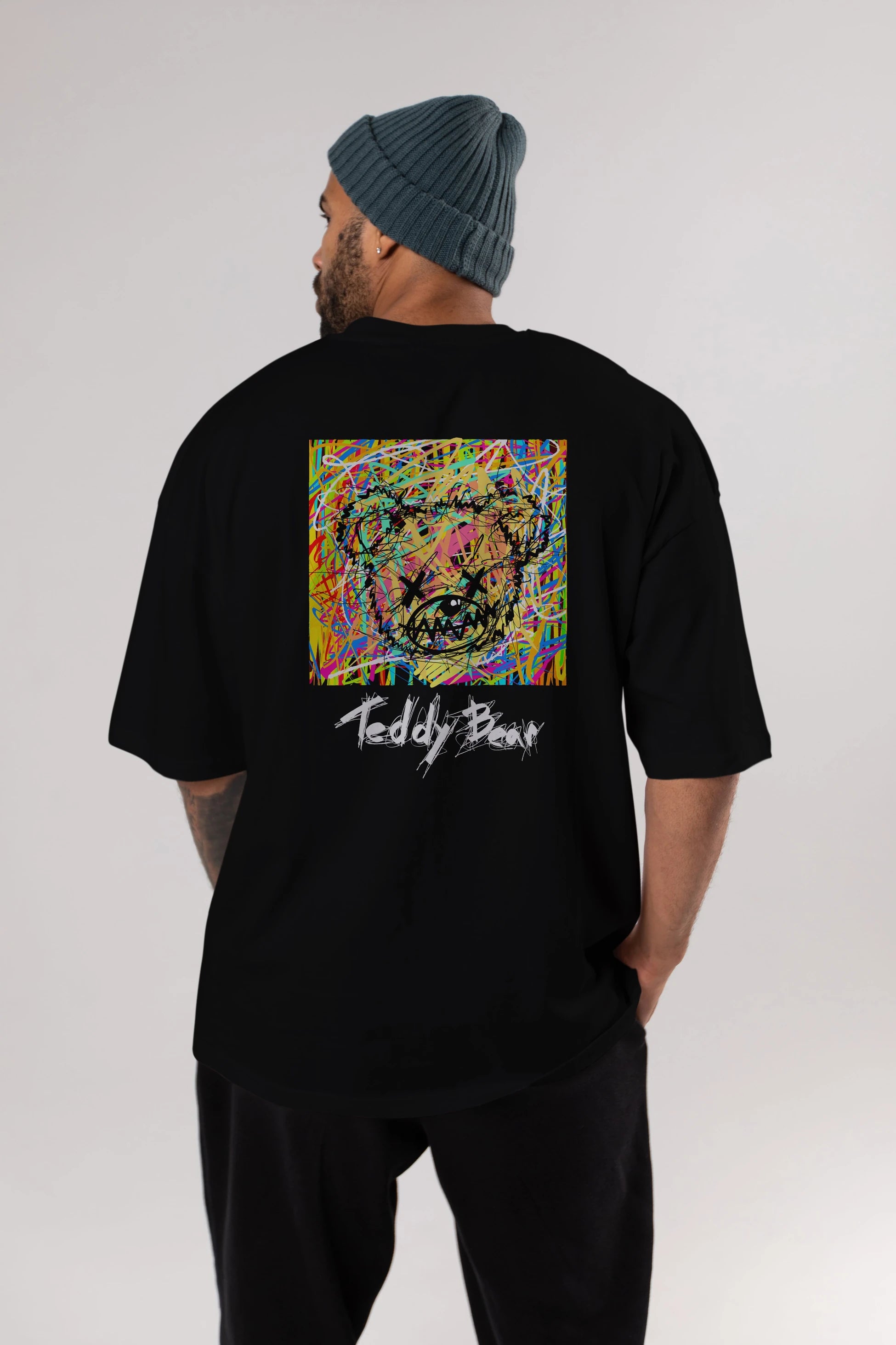 Teddy Bear 3 Arka Baskılı Oversize t-shirt Erkek Kadın Unisex