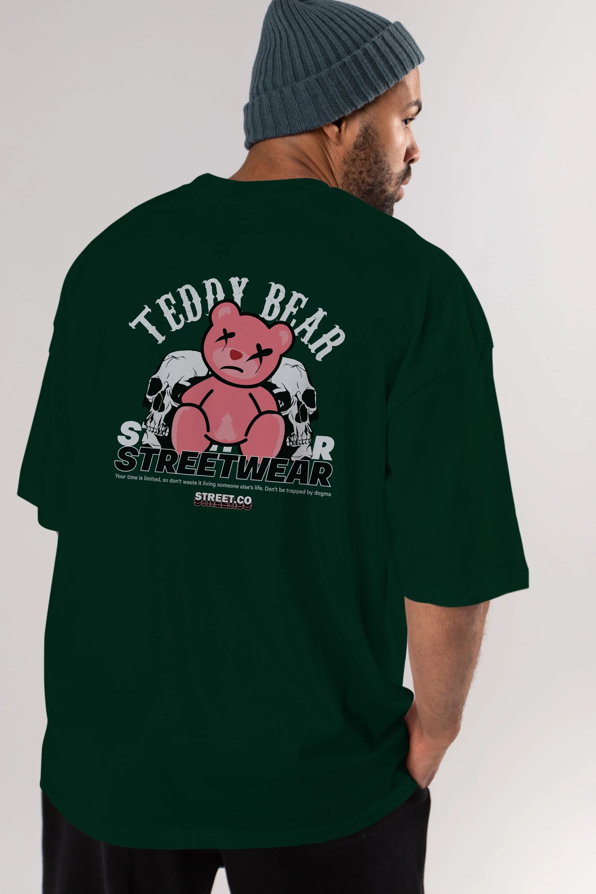 Teddy Bear Streetwear 2 Arka Baskılı Oversize t-shirt Erkek Kadın Unisex