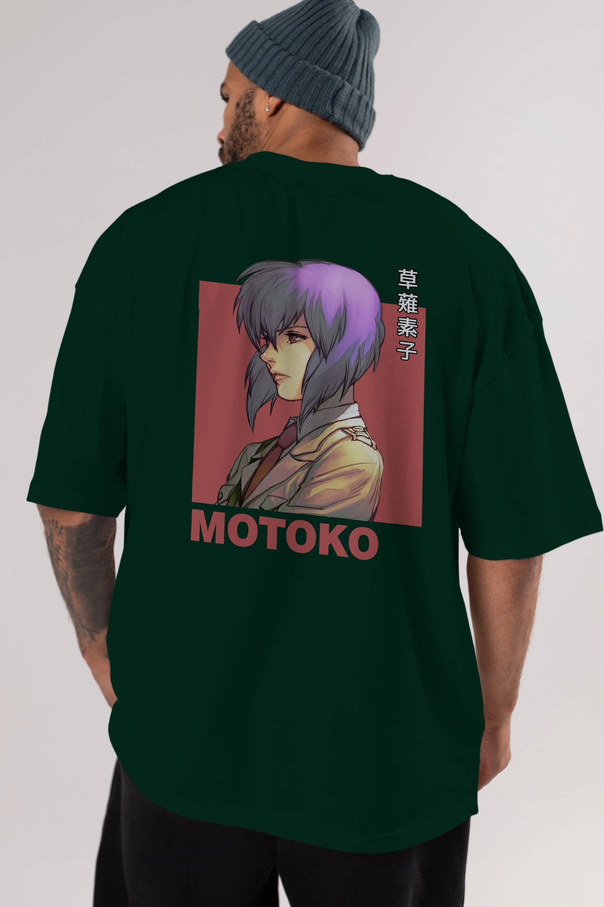 Motoko Kusanagi 12 Anime Arka Baskılı Oversize t-shirt Erkek Kadın Unisex